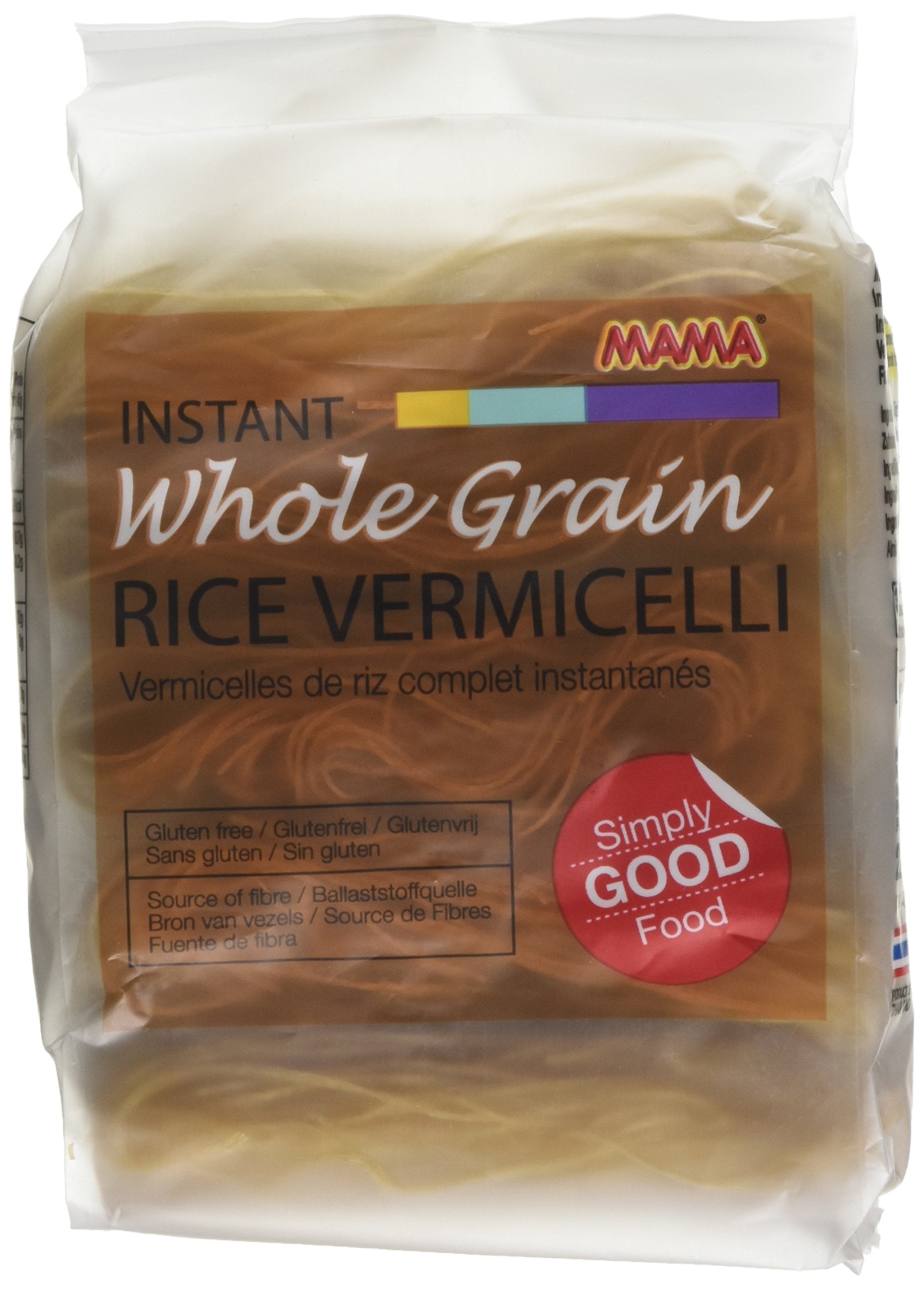 MAMA Instant Whole Grain Rice Vermicelli Noodles - Low Fat, No Preservatives | 225g (Pack of 6)