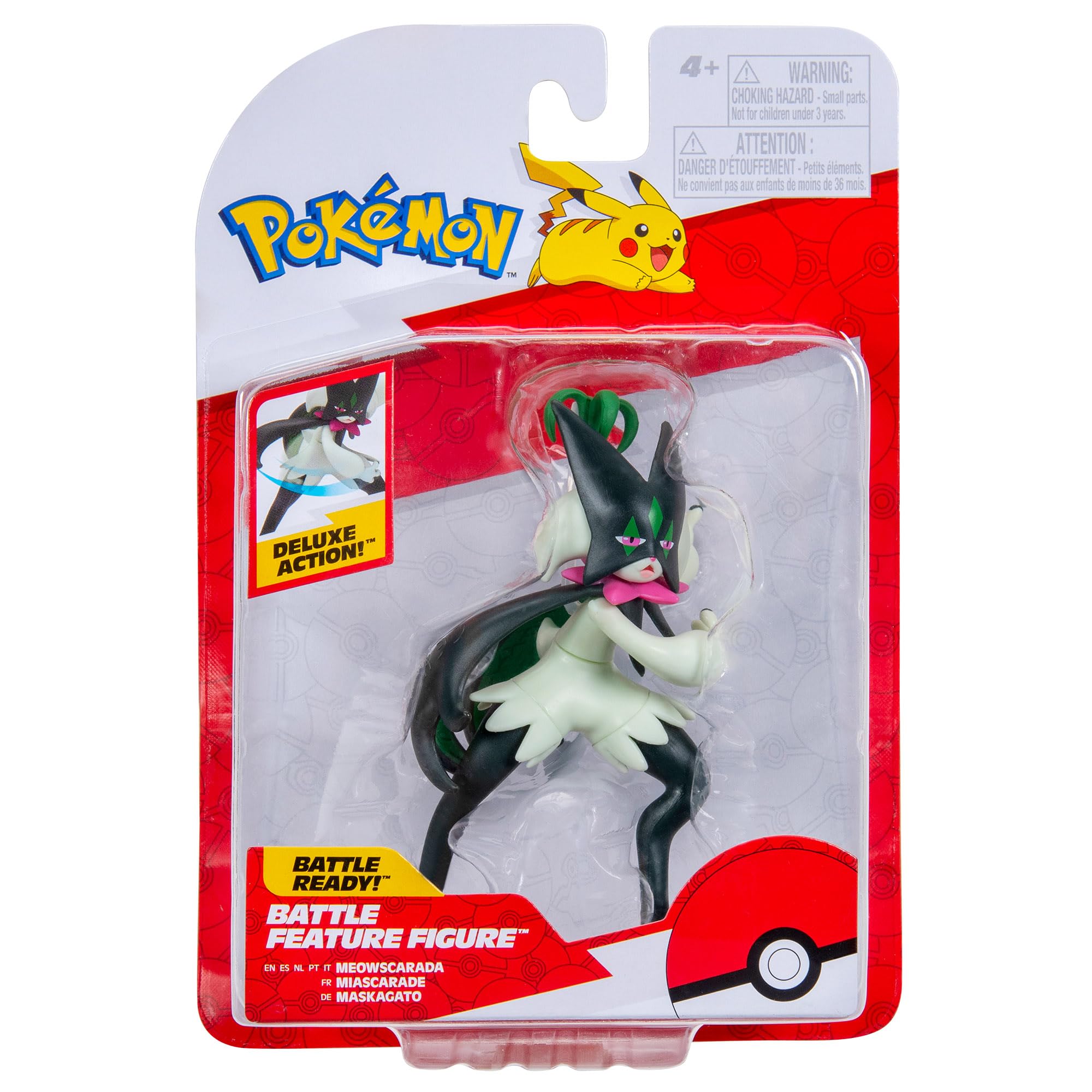 Pokémon Meowscarada Battle Feature Figure - 4.5-Inch Action Figure with Slash Attack