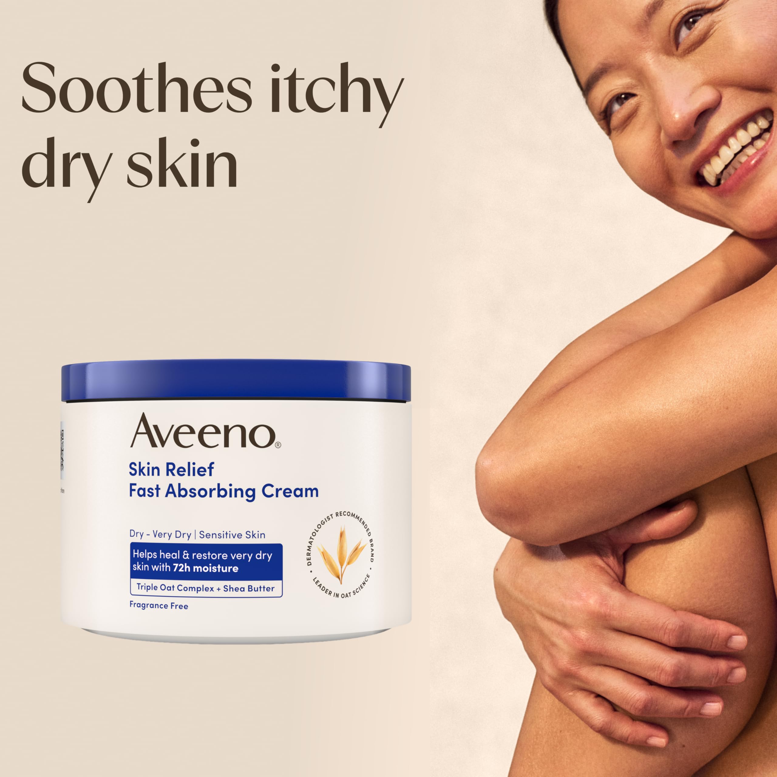 Aveeno Skin Relief Cream for Very Dry & Sensitive Skin | 400 ml | 72 Hour Moisture 3
