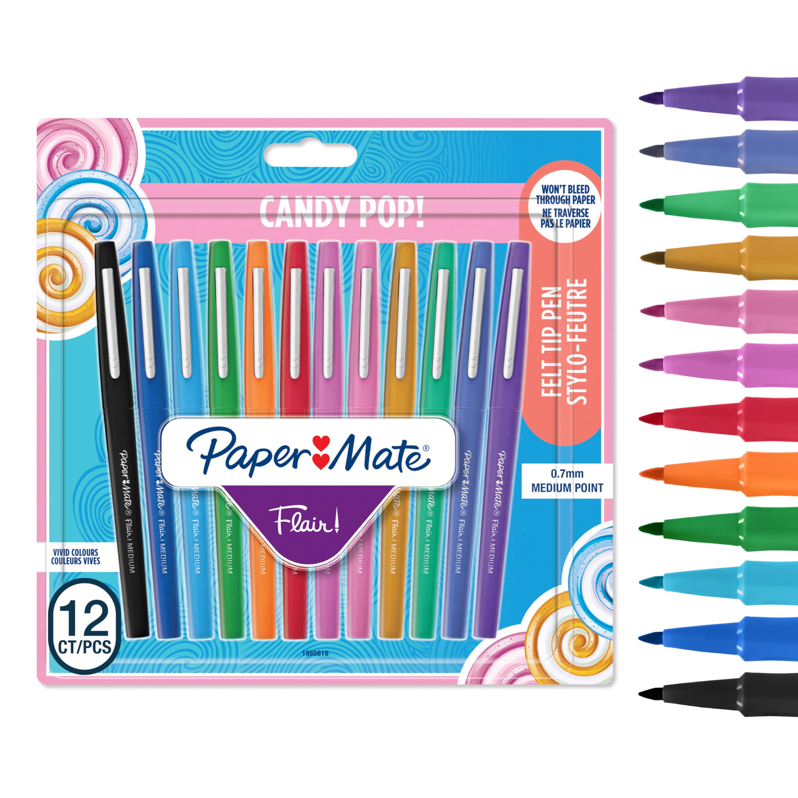 Paper Mate Flair Felt Tip Pens - Medium Point (0.7 mm) Marker Pens | Assorted Colours | Pack of 12