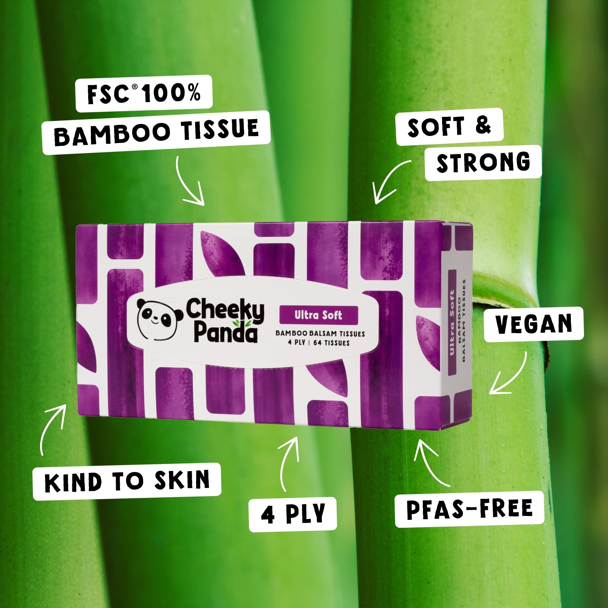 The Cheeky Panda Bamboo Balsam Tissues Box - Soothing Aloe Vera Infused | 64 Count 8