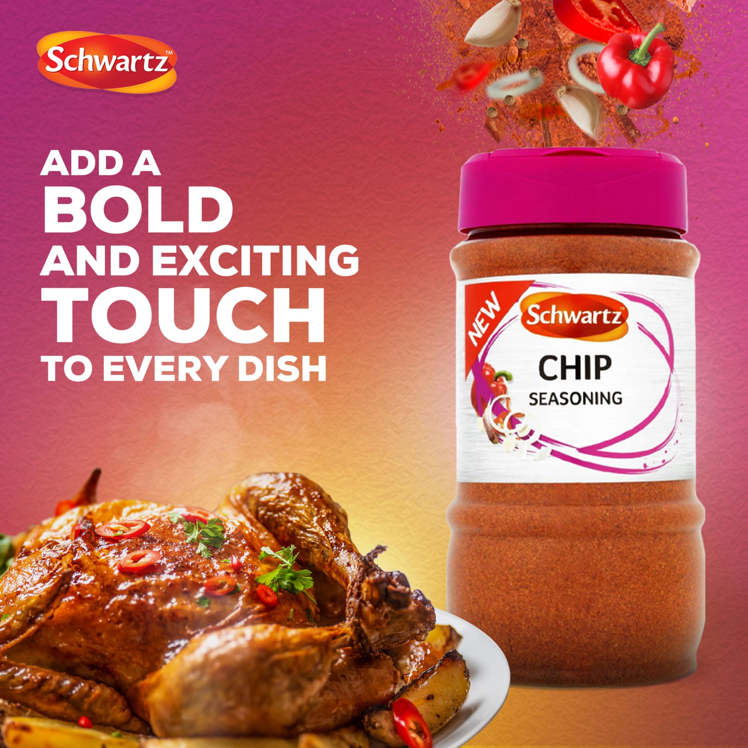 Schwartz Chip Seasoning Powder - Mild Spicy Blend with Paprika, Onion & Garlic | 300g