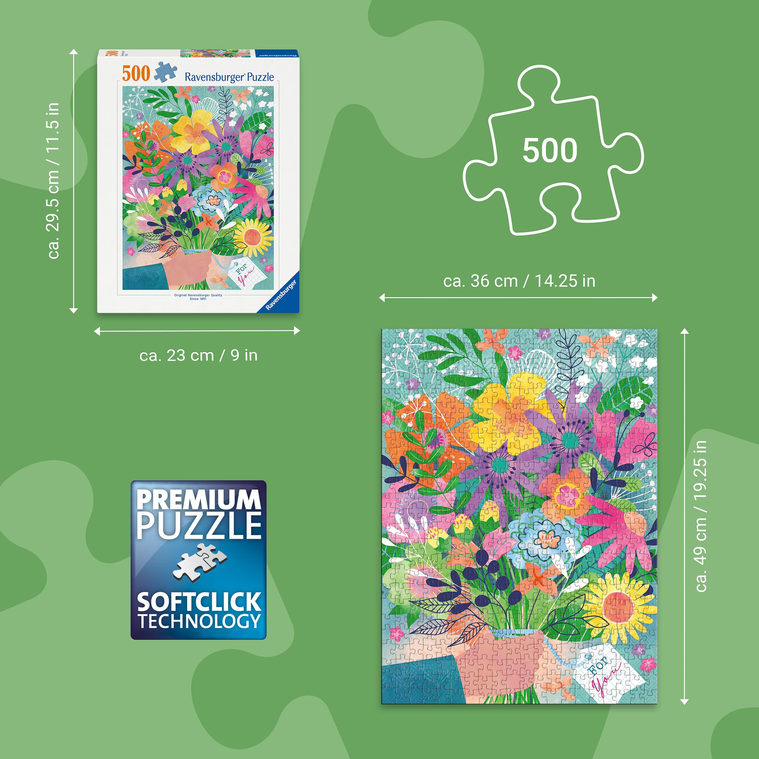 Ravensburger Flowers for You 500 Piece Jigsaw Puzzle | Glare-Free Finish | FSC Certified 3