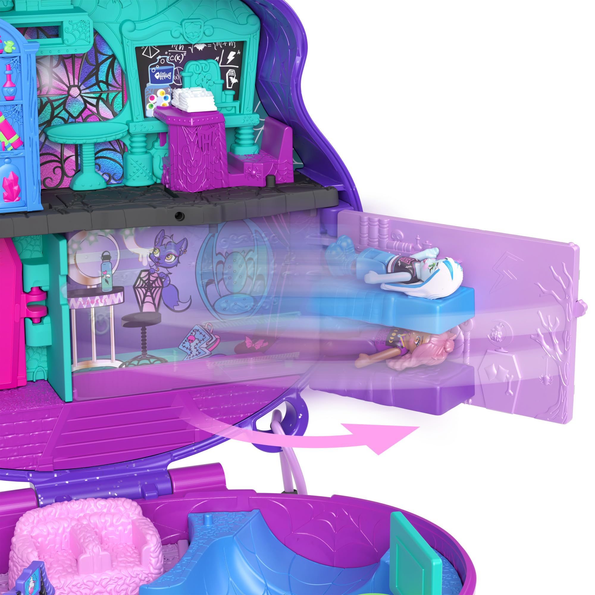 Polly Pocket Monster High Playset with 3 Micro Dolls & 10 Accessories | Ages 4+