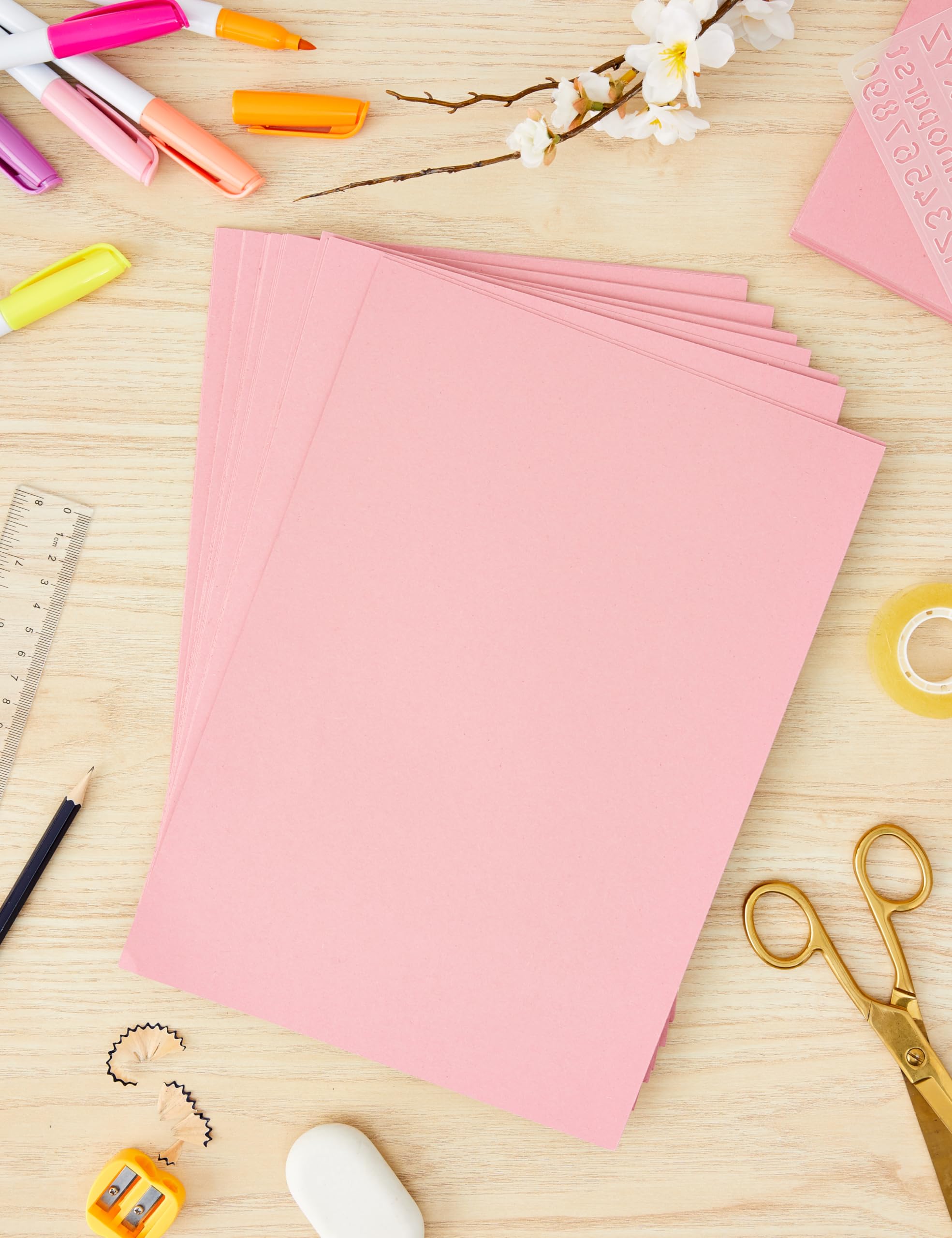 House of Card & Paper A4 220 GSM Coloured Card - Pastel Pink | 100 Sheets