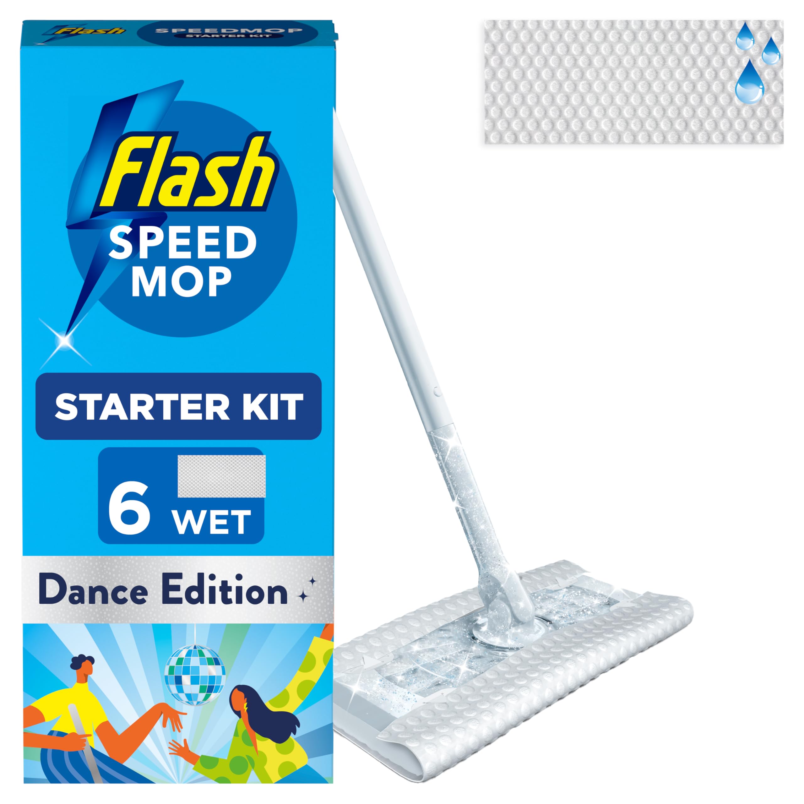 FLASH Speedmop Wet Mop Floor Cleaner Starter Kit | Easy Scrub & Fast Clean | Includes 6 Wet Refills