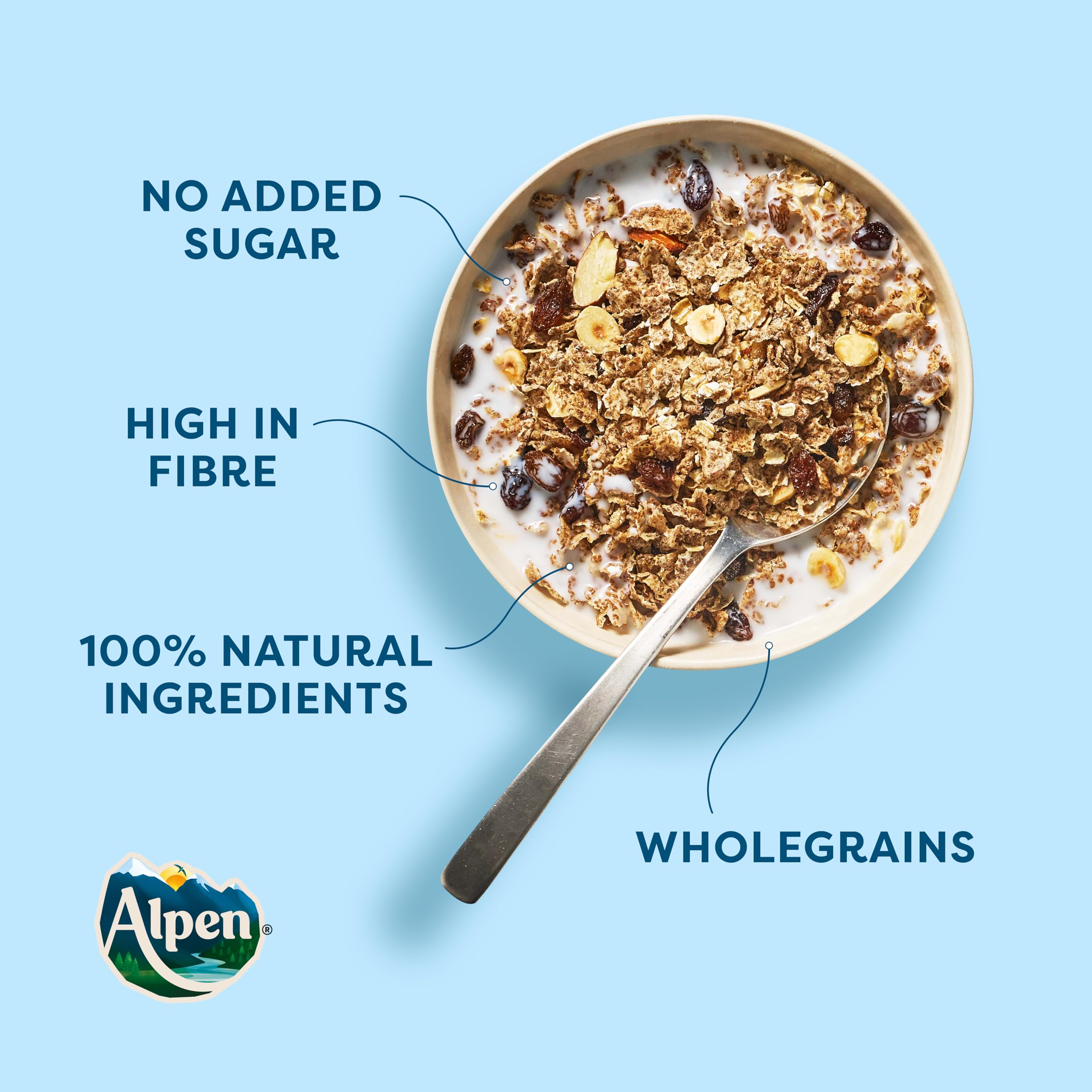 Alpen No Added Sugar Muesli - High in Fibre, 100% Natural Ingredients | 1.35 kg Pack