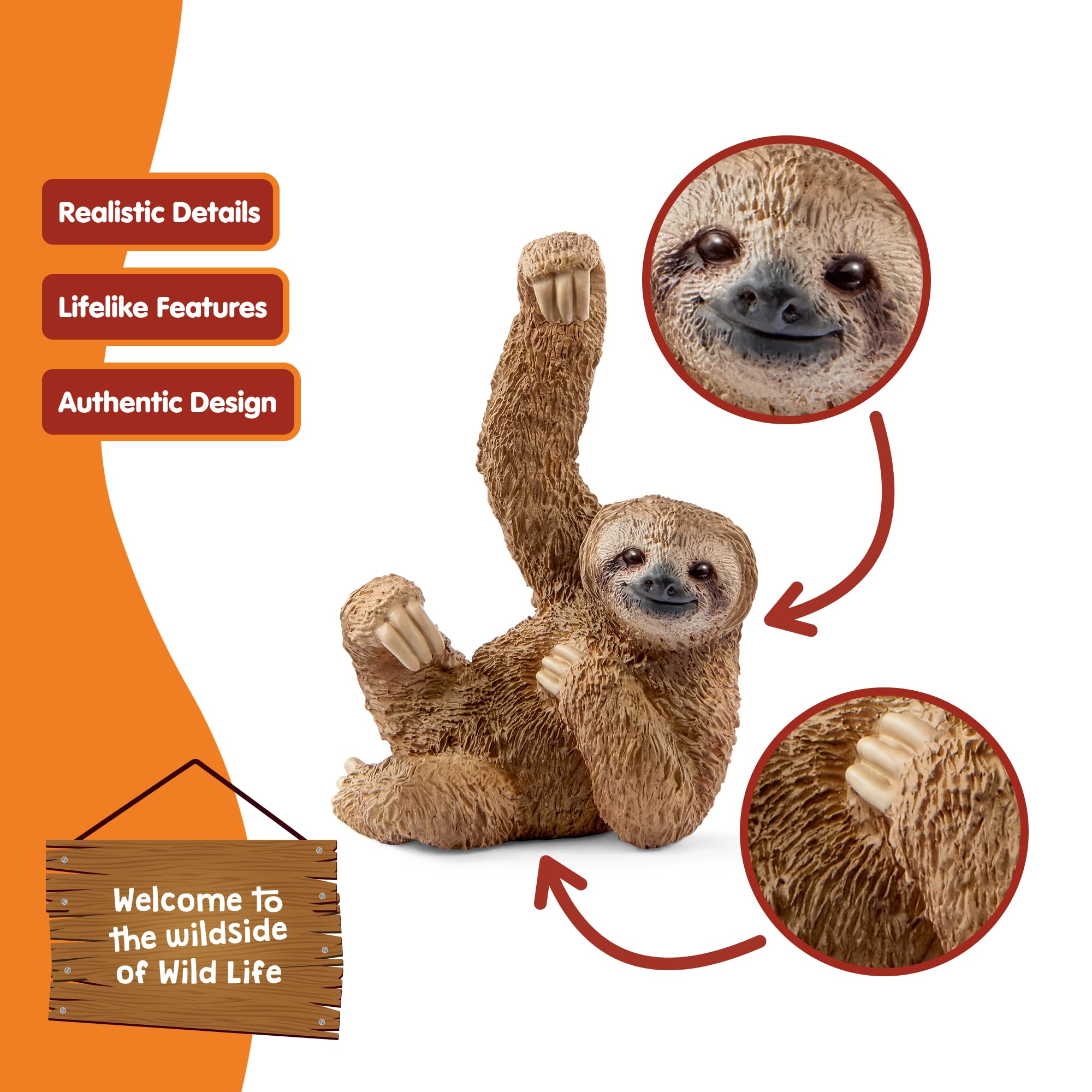 Schleich Wild Life Sloth Figurine 14793-23 | Ages 3+ | Hand Painted 4