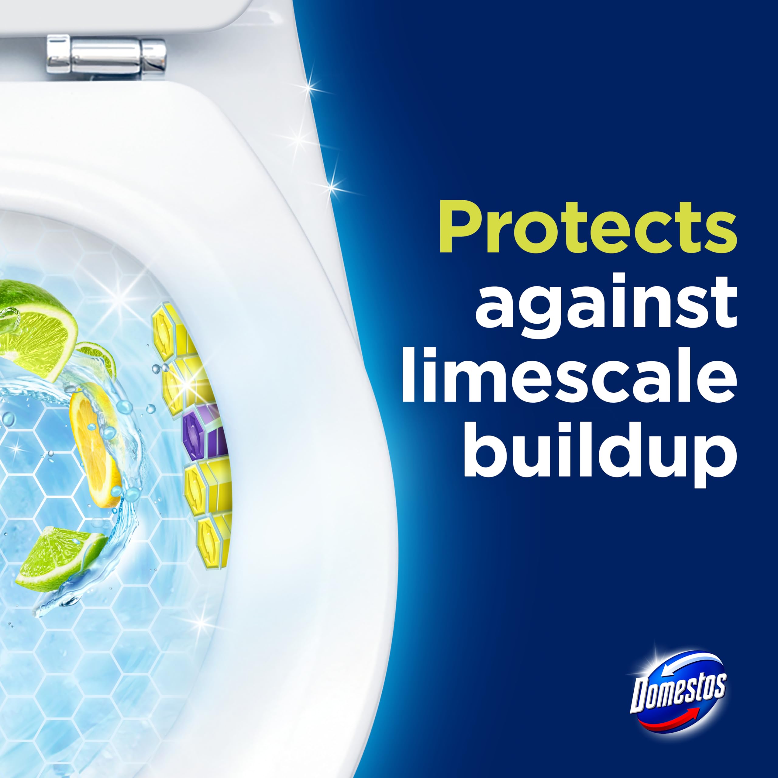 Domestos Power 5 Lime Toilet Rim Blocks - 5 Benefits, 300 Flushes, Limescale Prevention 3