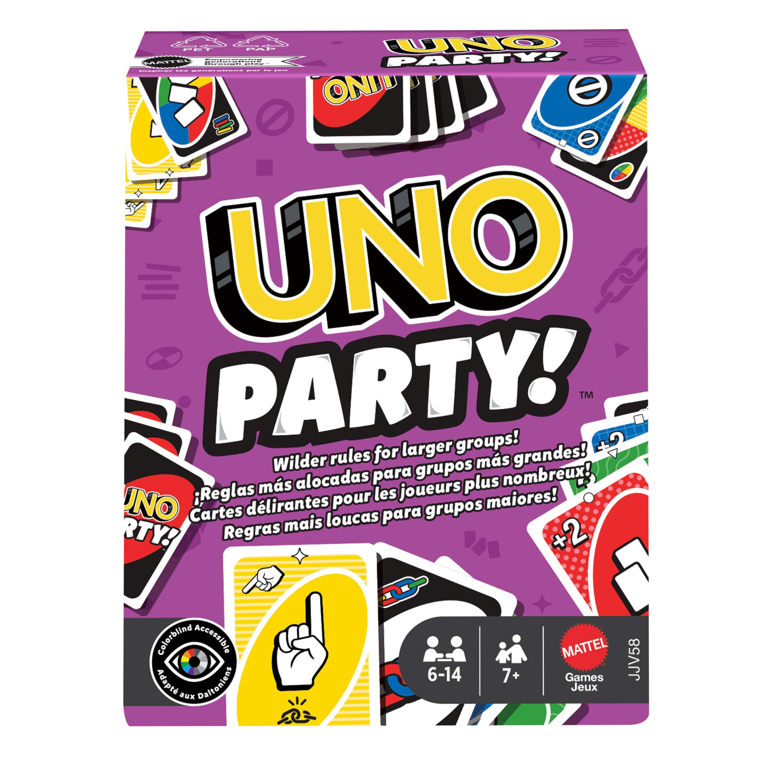Mattel Games UNO Party-Kartenspiel mit Deck und Sonderregeln für große Gruppen 1