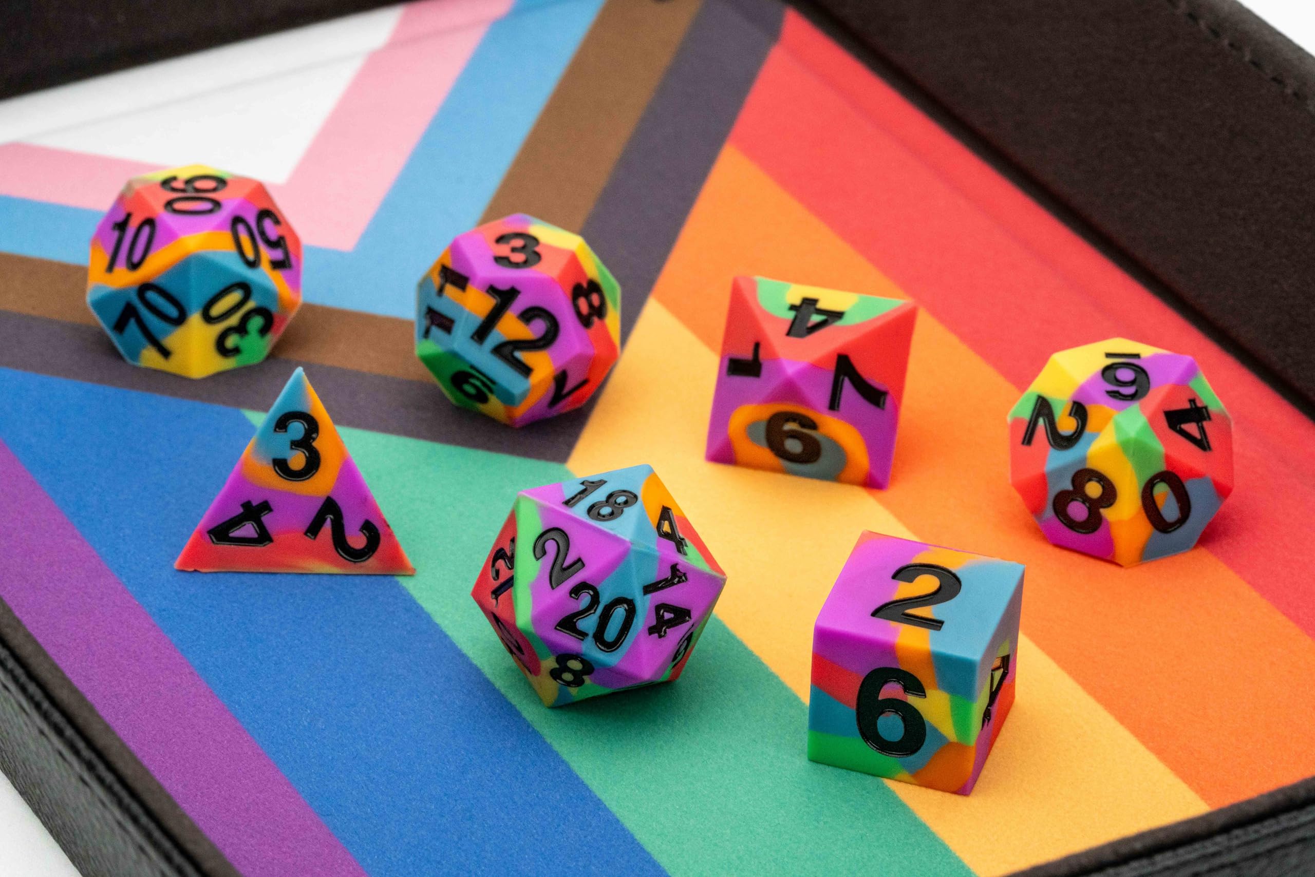 Metallic Dice Games FanRoll 16mm Pride Sharp Edge Poly Dice Set 2
