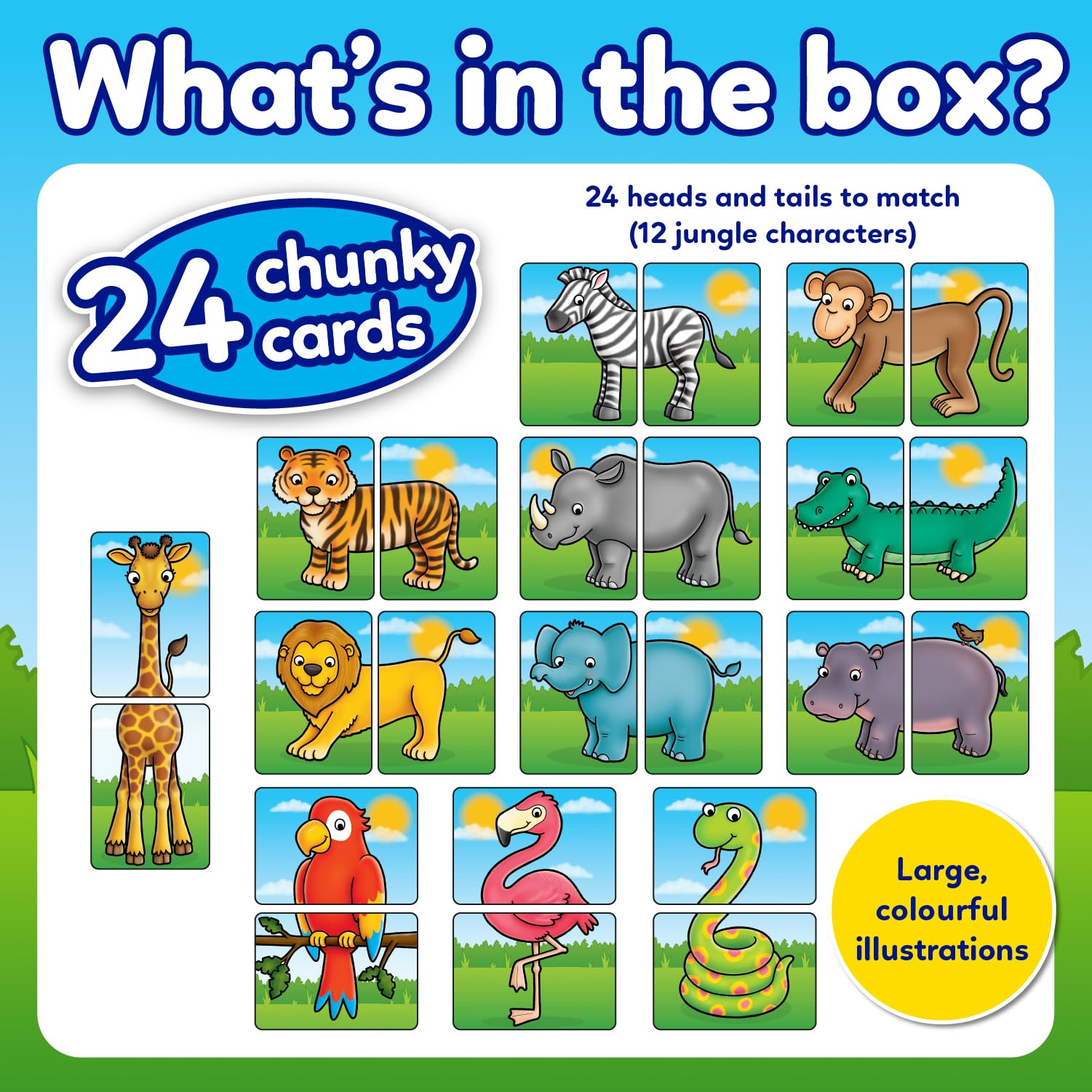 Orchard Toys Jungle Heads and Tails Matching Game - Educational, Ages 18 Months+, 1-4 Players