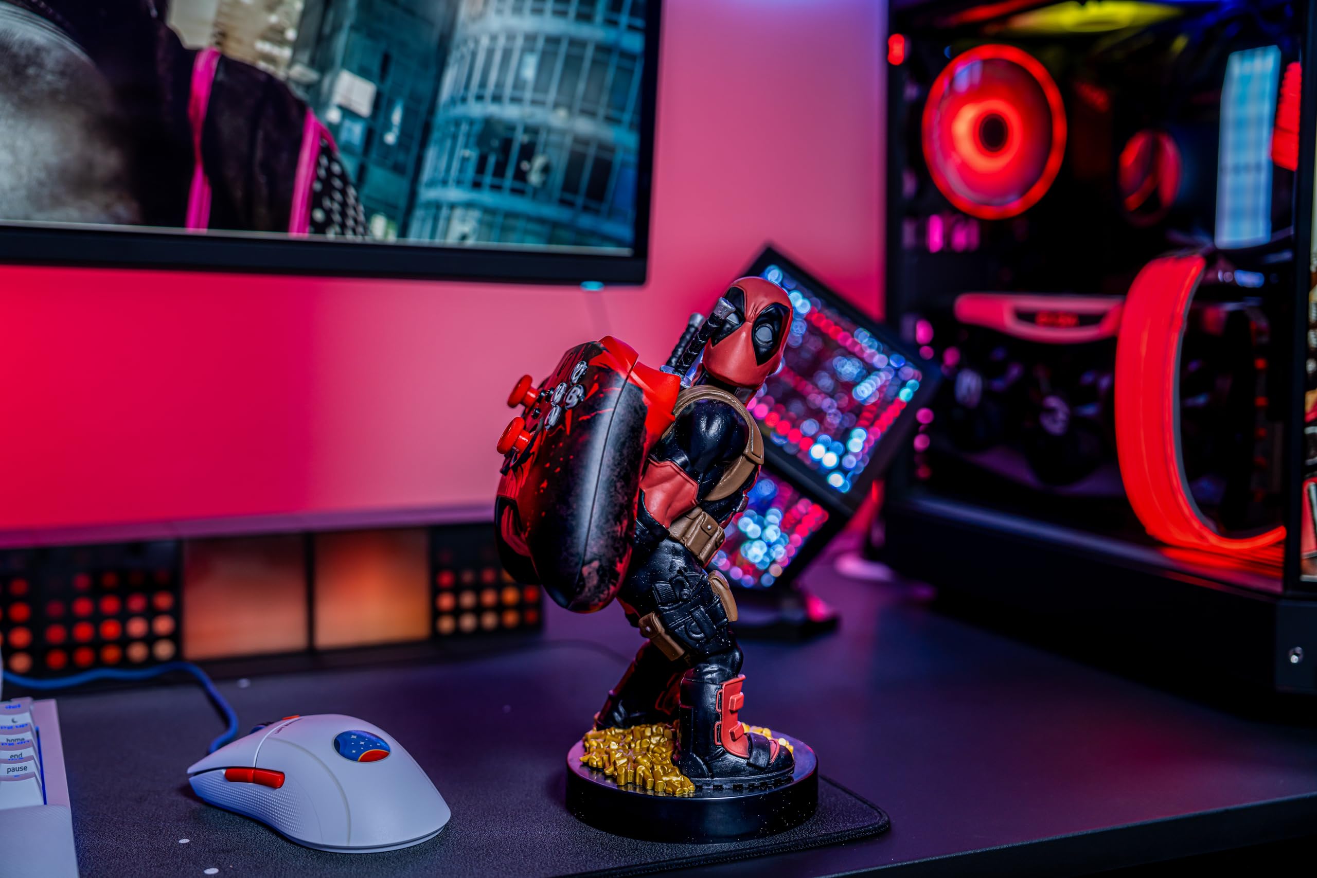 Cableguys Marvel 'Rear View Deadpool' Controller & Phone Stand | Red Silicone | 8.5 Inches Tall 2