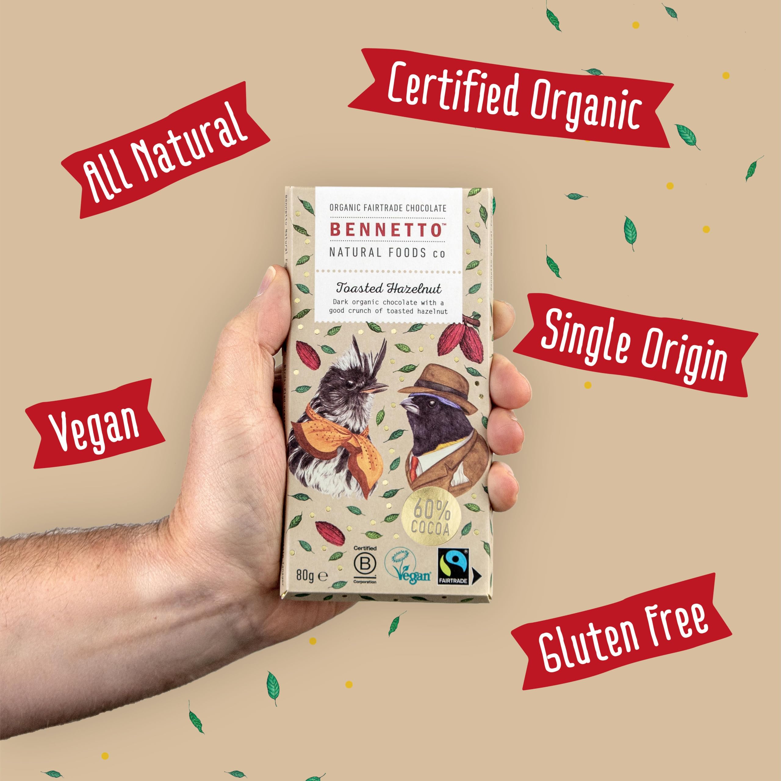Bennetto Bio Zartbitterschokolade mit gerösteten Haselnüssen 60% - Fairtrade Single Origin aus Ecuador 5