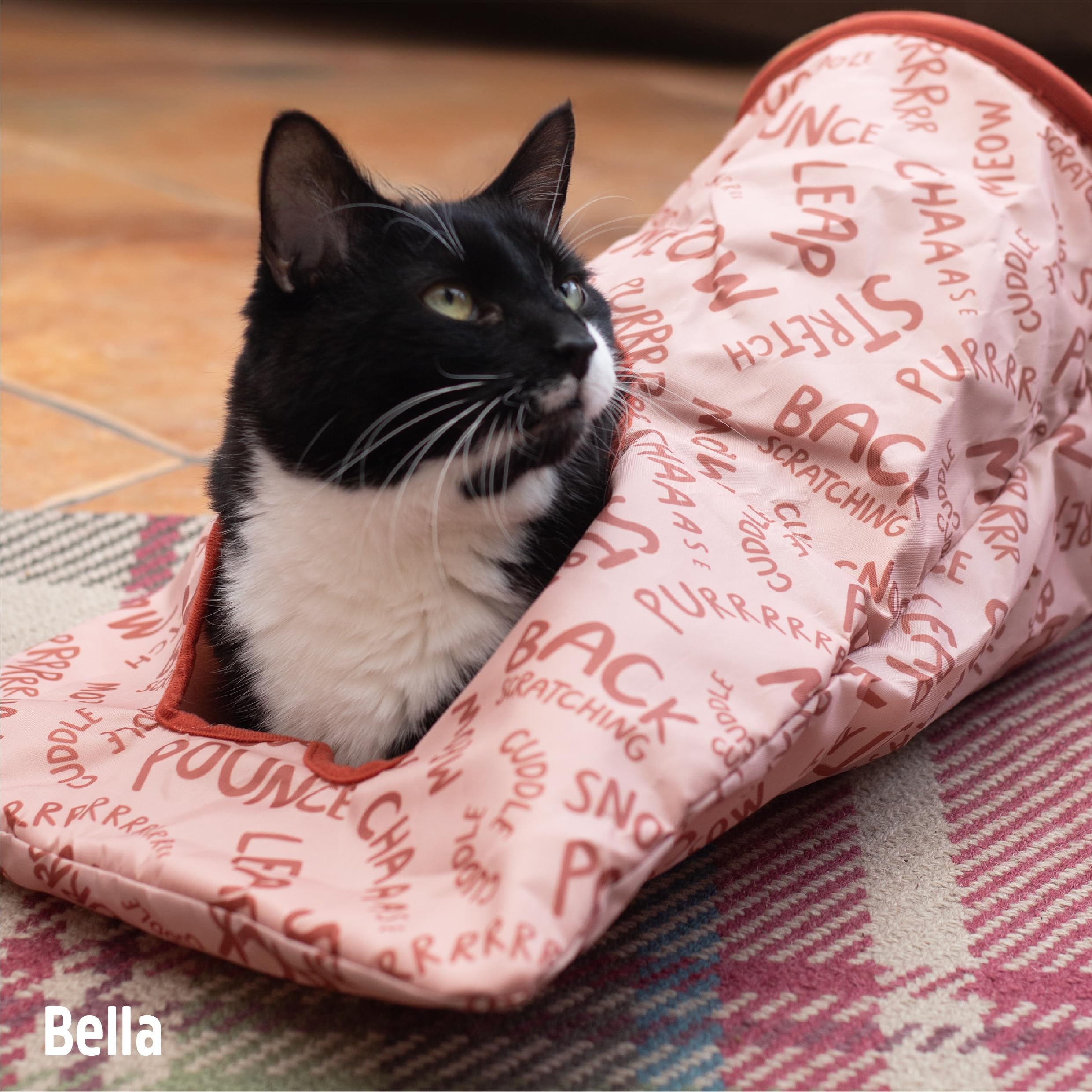 Rosewood Battersea Peek-A-Boo Crinkle Cat Toy Tunnel Sack - Pink | Lightweight & Portable 4
