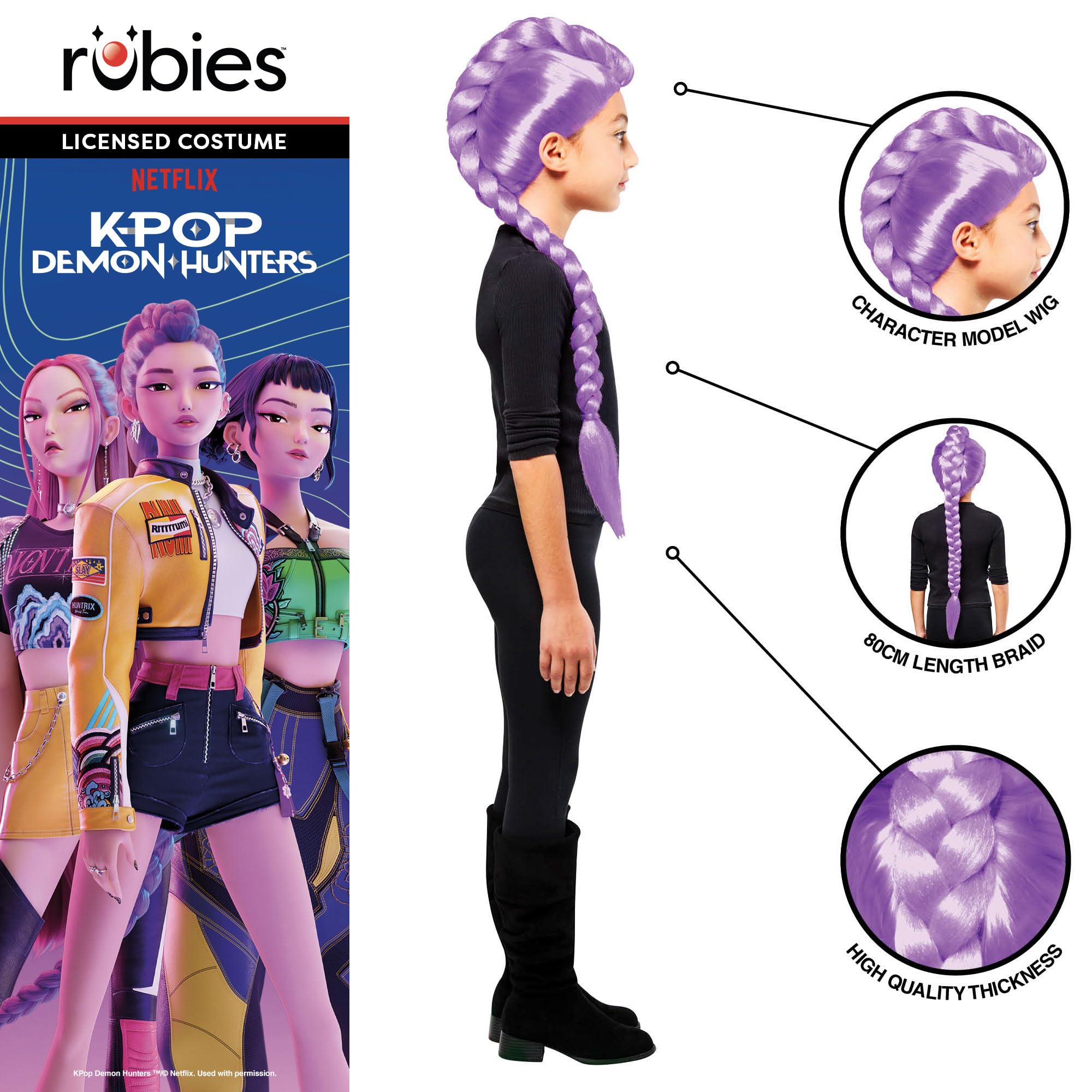 Rubies Official K-Pop Demon Hunters Rumi Wig - Purple Kids Costume Accessory | One Size 3