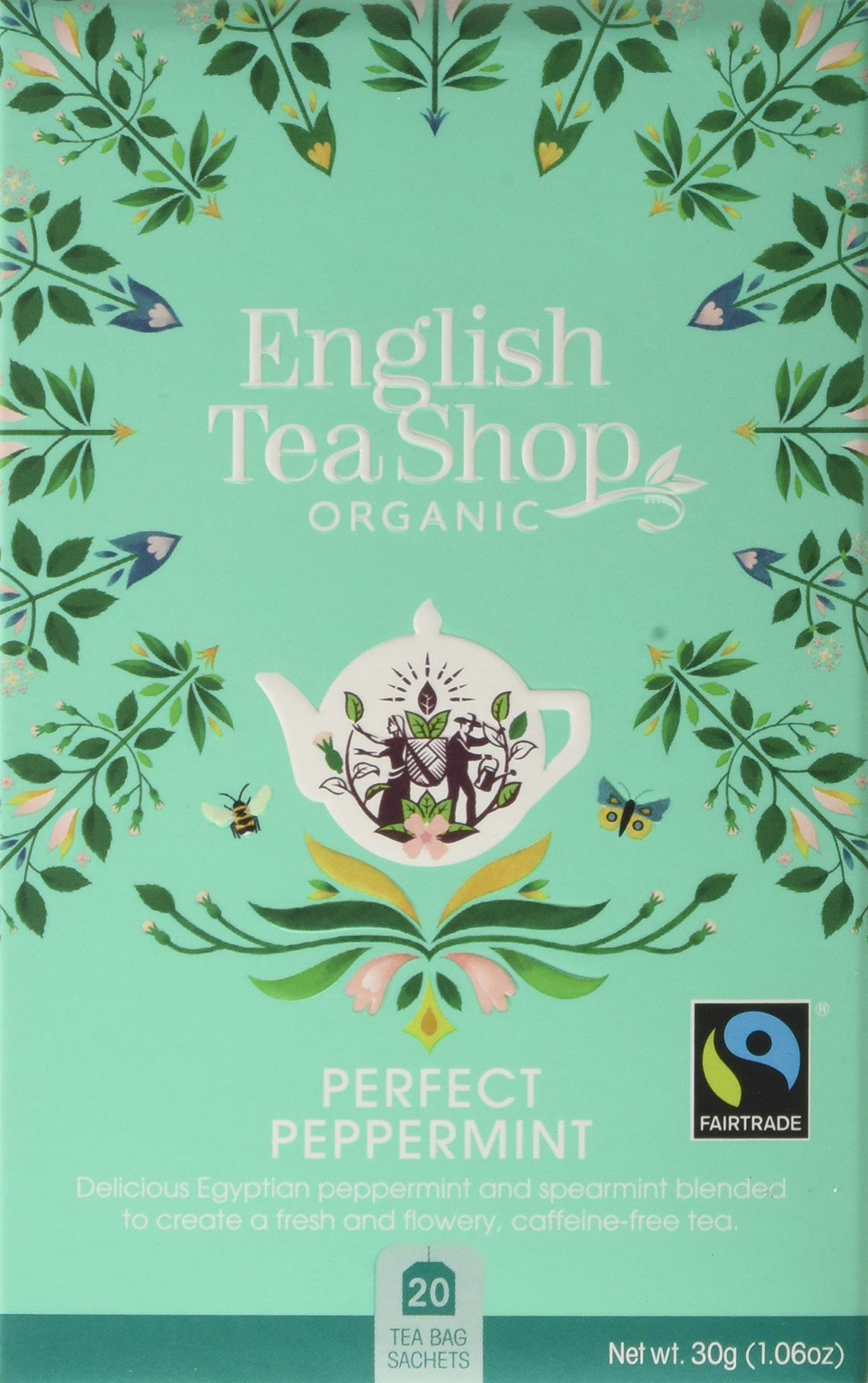 English Tea Shop Perfect Peppermint Herbal Tea - 20 Count, Caffeine-Free, 30g