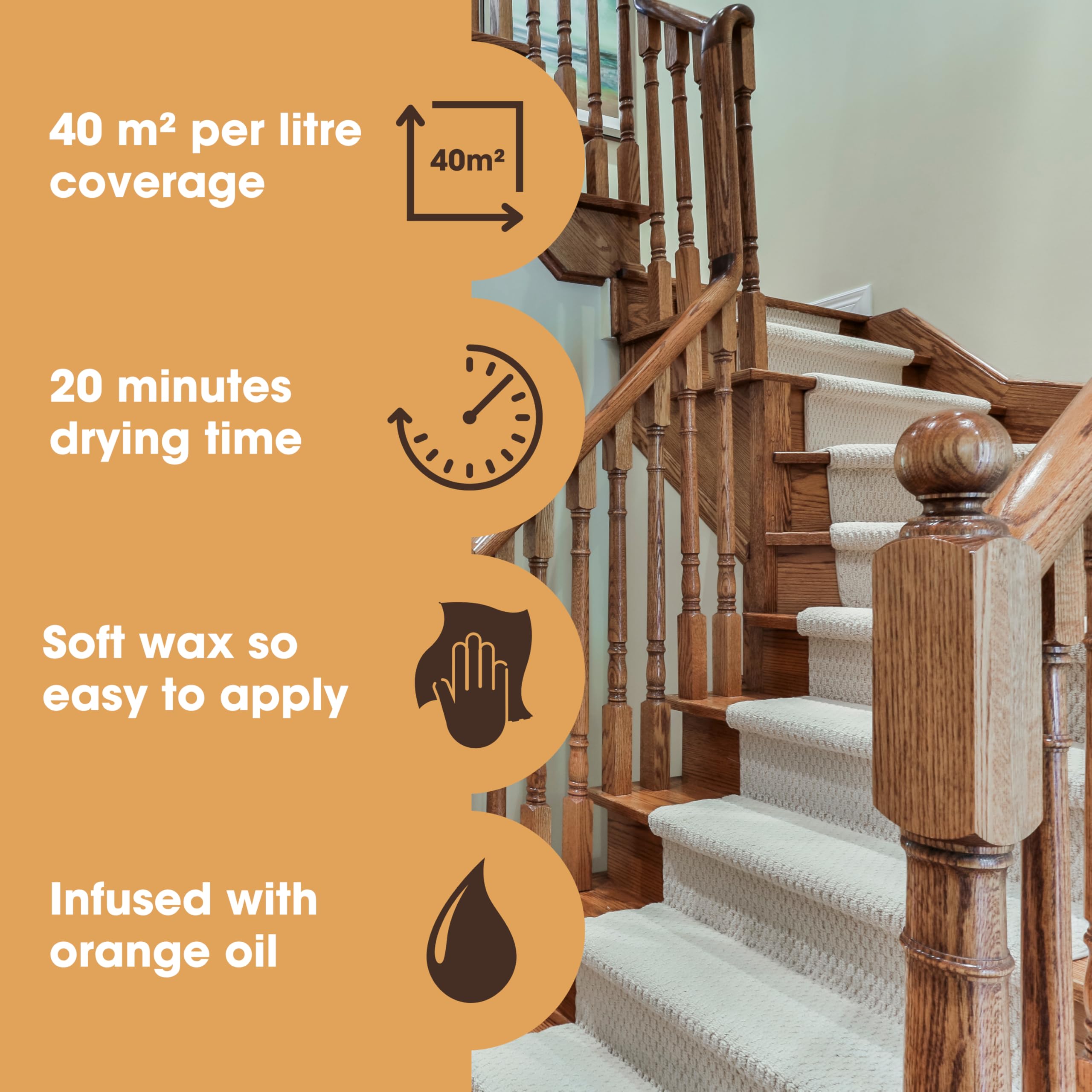 Furniture Clinic Wood Wax & Wood Polish - Orange Scented, Natural Formula | 500 ml 5