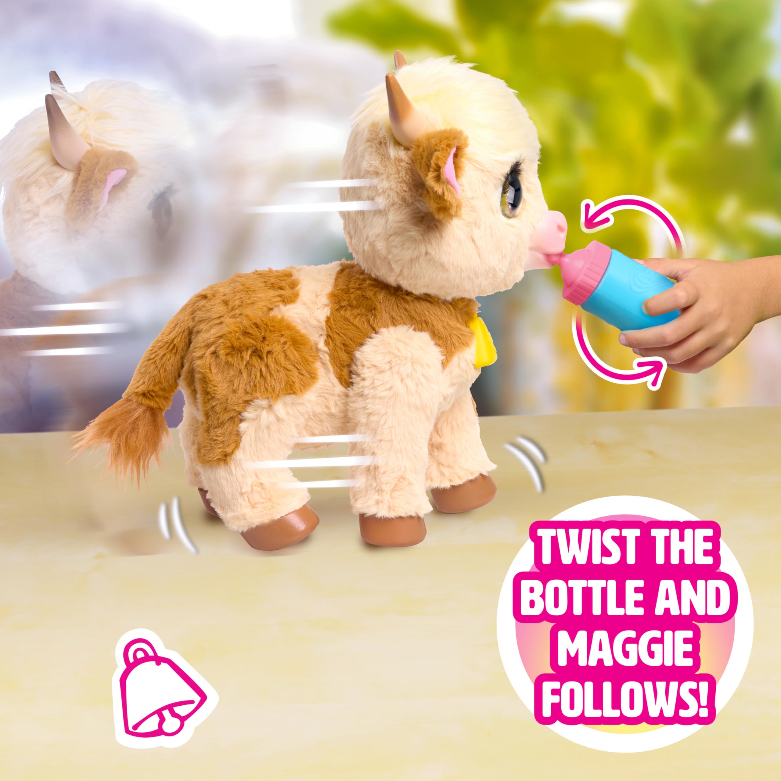 furReal Maggie the Feed & Follow Cow - Interactive Plush Toy for Ages 4+ 6