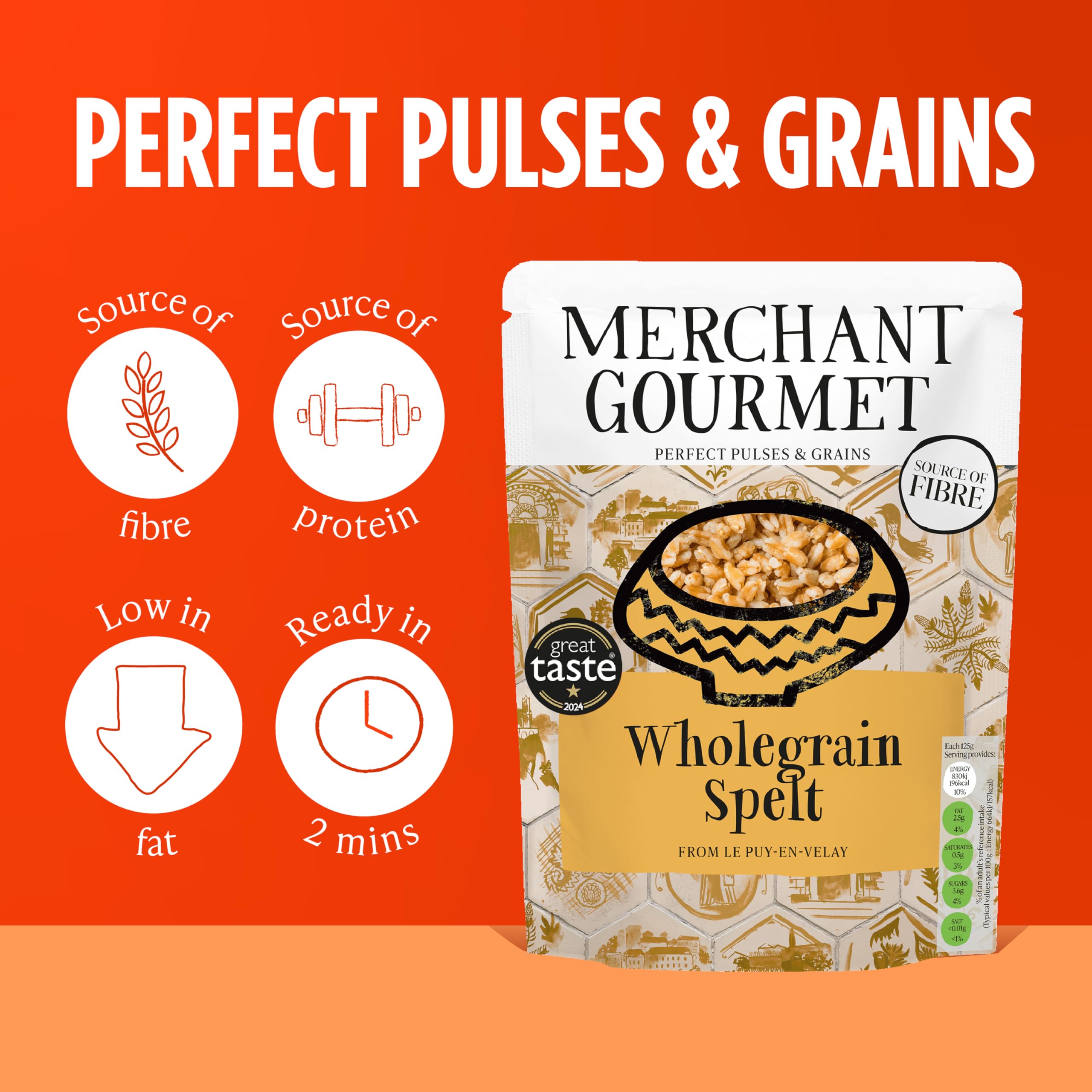 Merchant Gourmet Ready-to-eat Wholegrain Spelt - 6 x 250g Pouches | Ancient Grain | Olive Oil Cooked 3