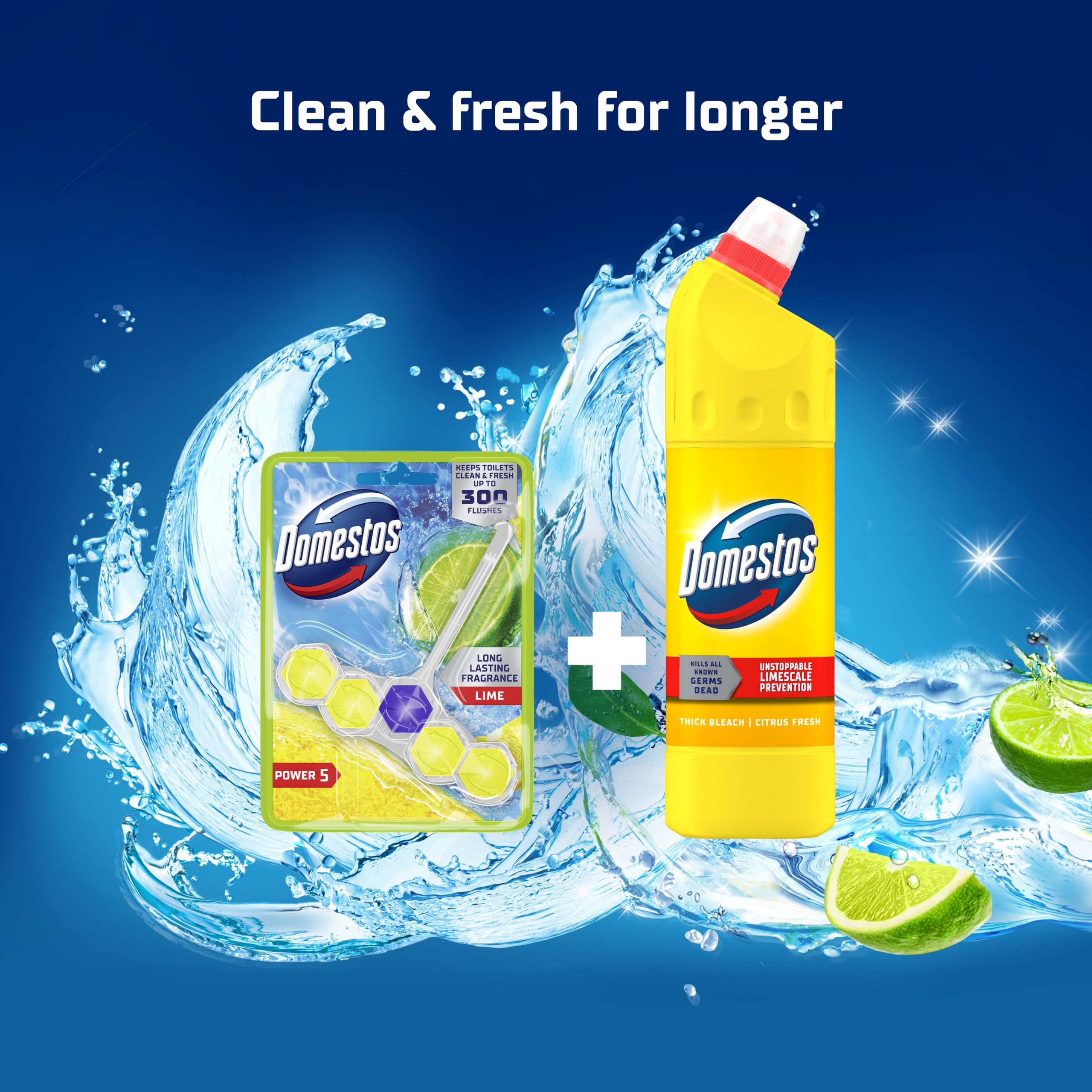 Domestos Power 5 Lime Toilet Rim Block Freshener | 5 Benefits | Lasts up to 300 Flushes 6