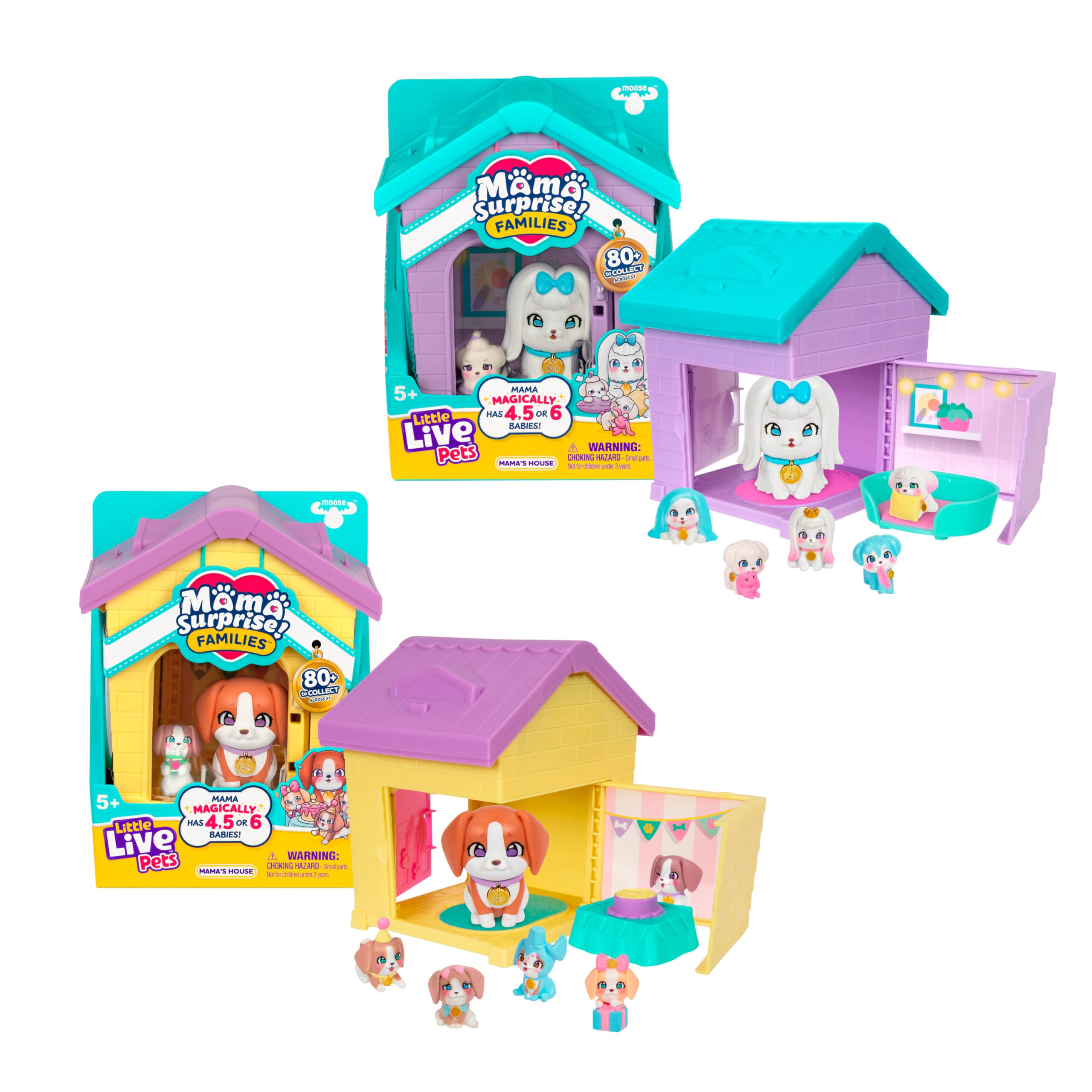 Little Live Pets Mama Surprise Families - Mama's House Beagle and Maltese B Playset | Ages 5+