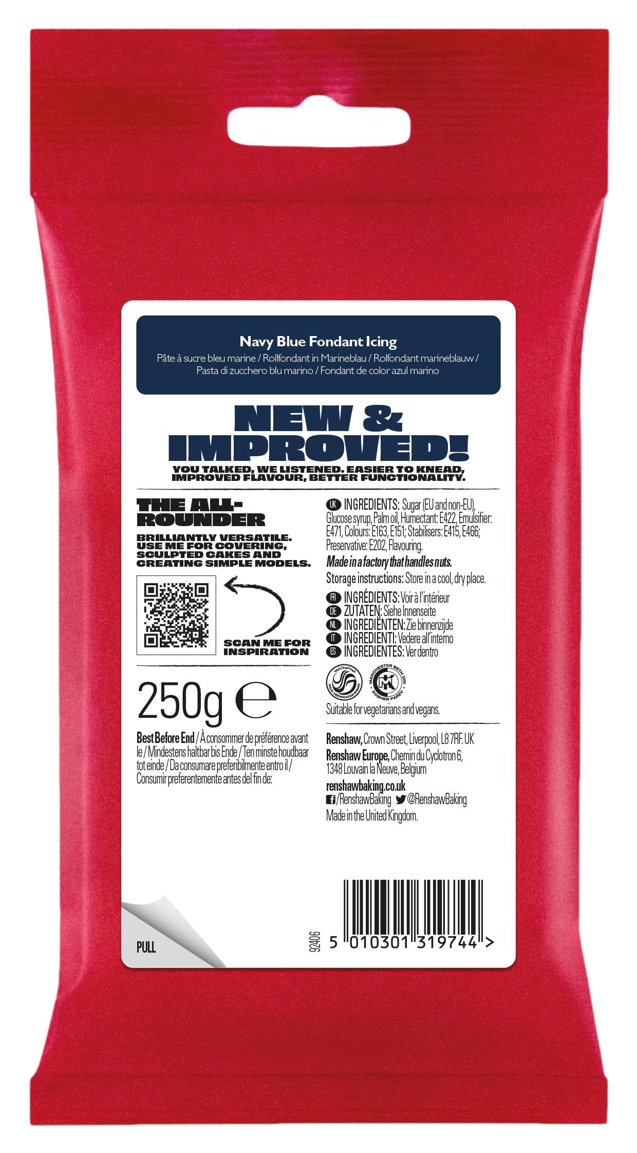 Renshaw Navy Just Roll With It Ready to Roll Fondant Icing, 250g 6