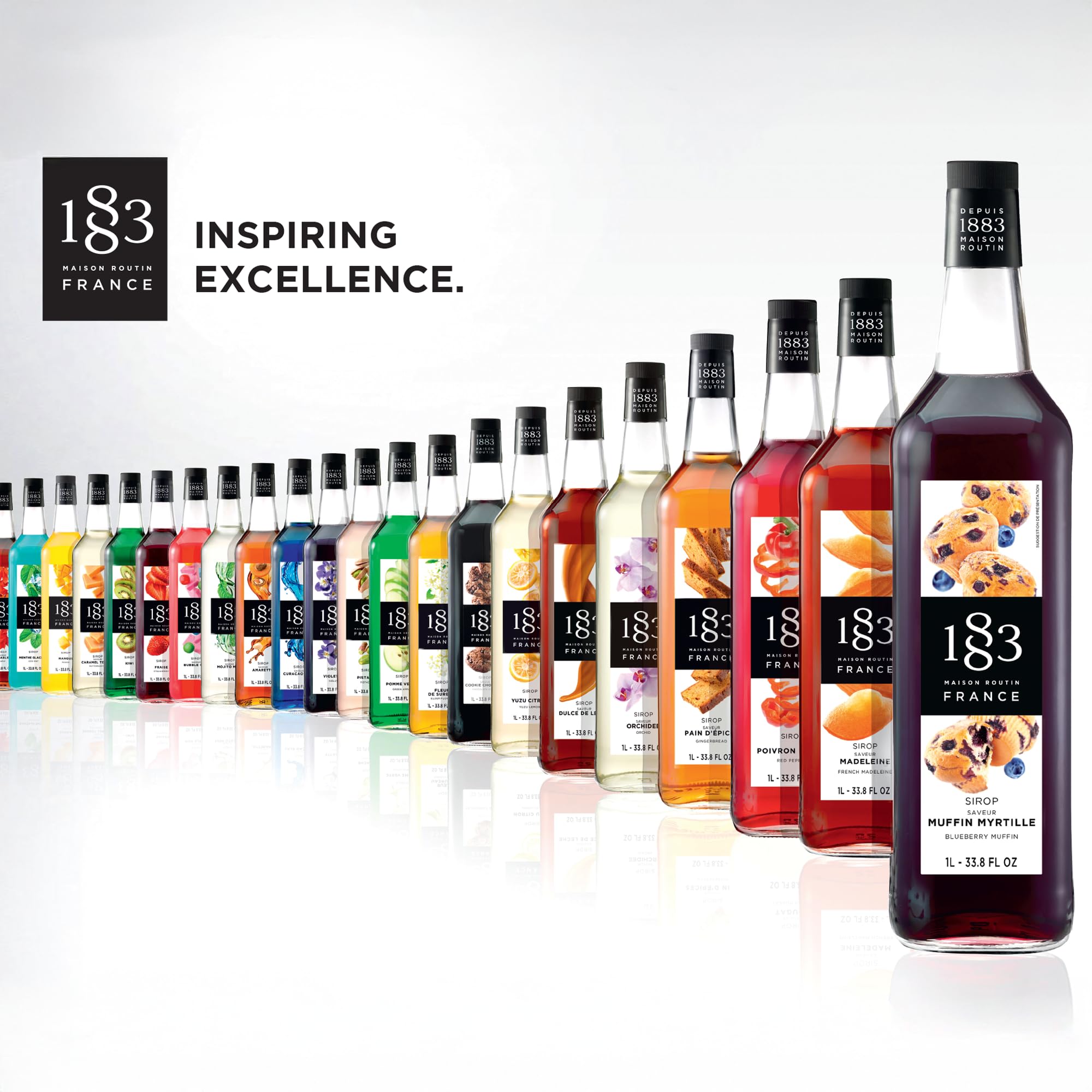 1883 MAISON ROUTIN Premium Raspberry Syrup - Pure Cane Sugar, Real Fruit Juice | 1 L 6