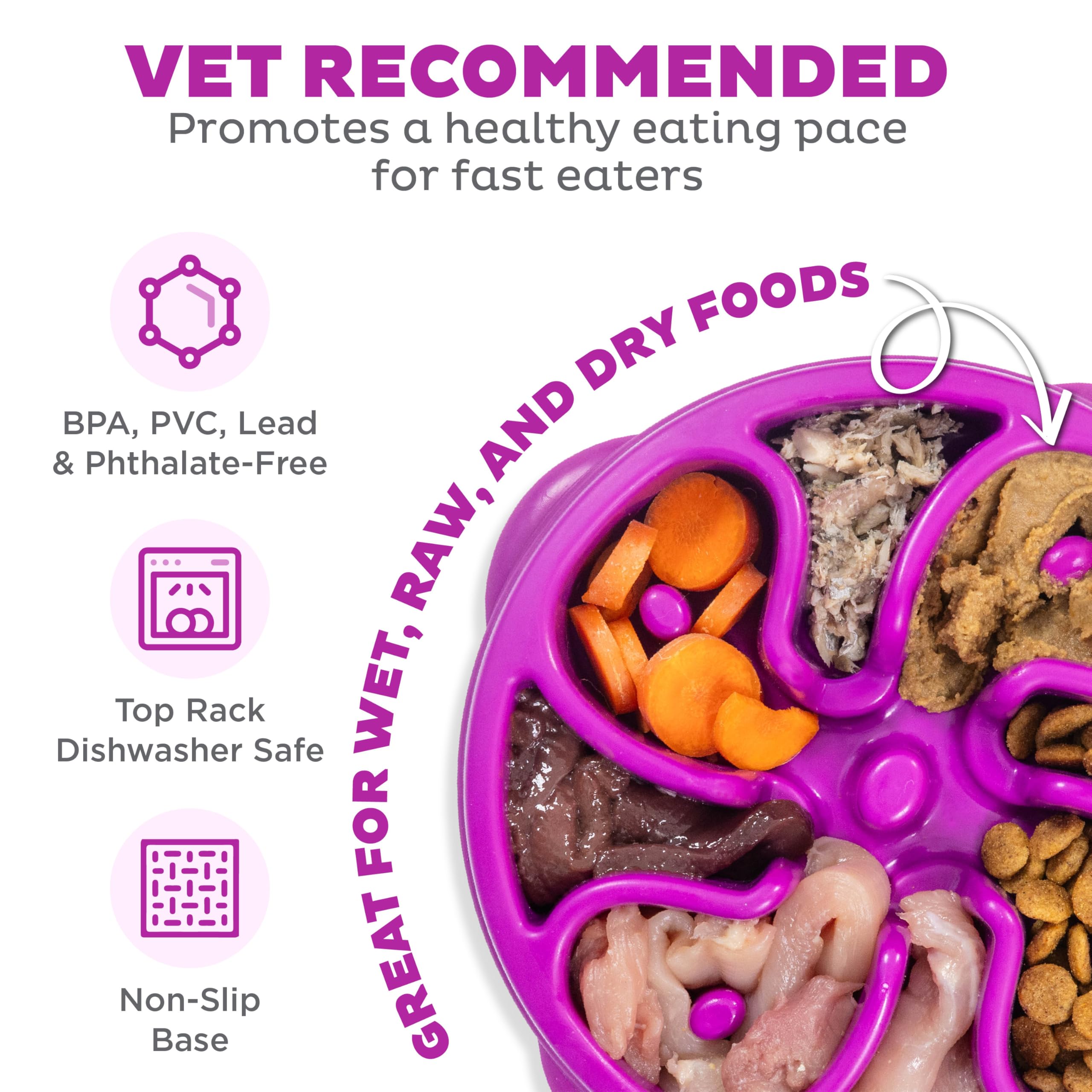 Outward Hound Fun Feeder Slo Bowl - Slows Eating 10X | Medium Size | Purple 3
