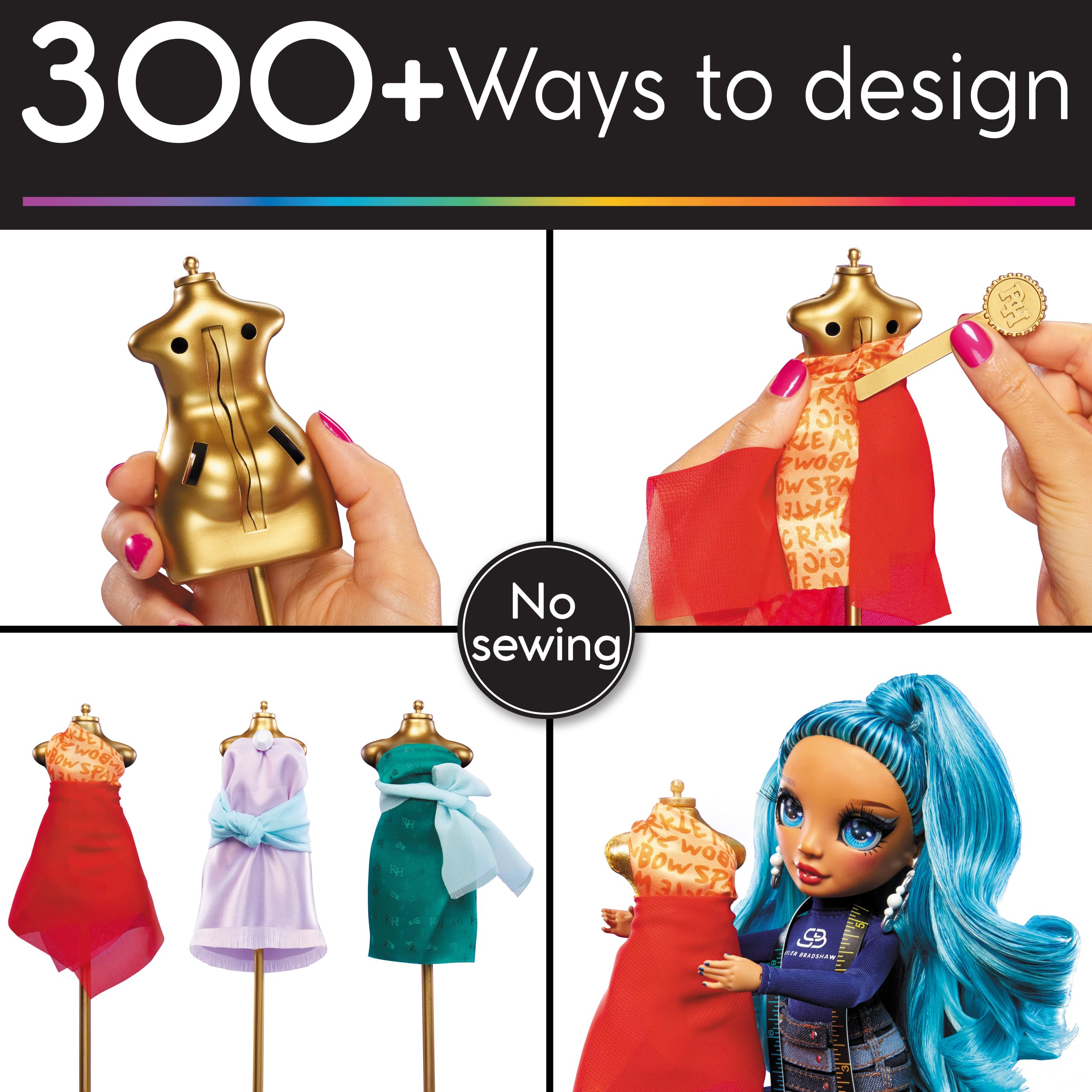 Rainbow High Dream & Design Fashion Studio Playset with Skyler Bradshaw Doll - No Sew Fashion Kit for Kids 4