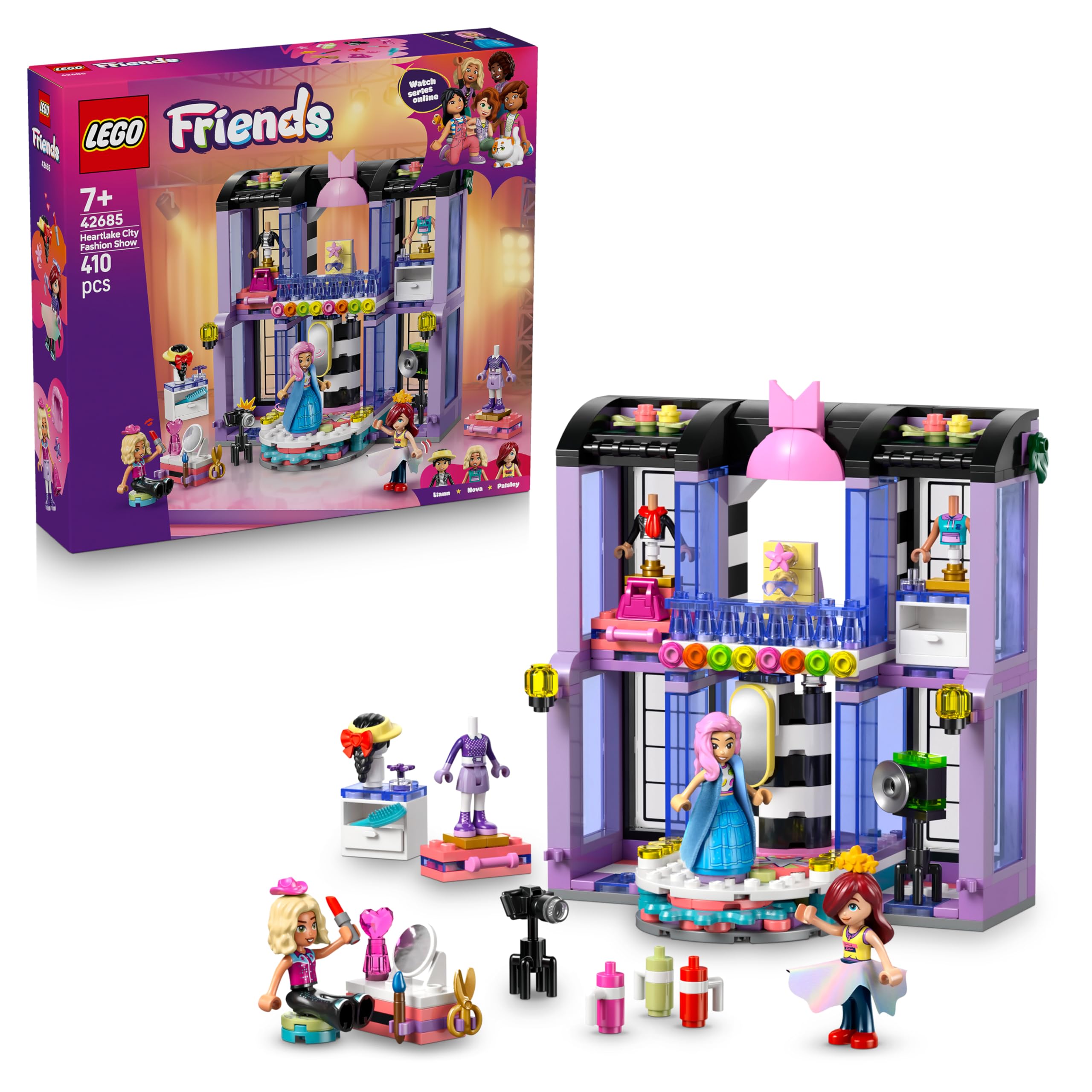 LEGO Friends Heartlake City Fashion Show Building Set - 3 Mini Dolls, Catwalk, Vanity Table | Ages 7+