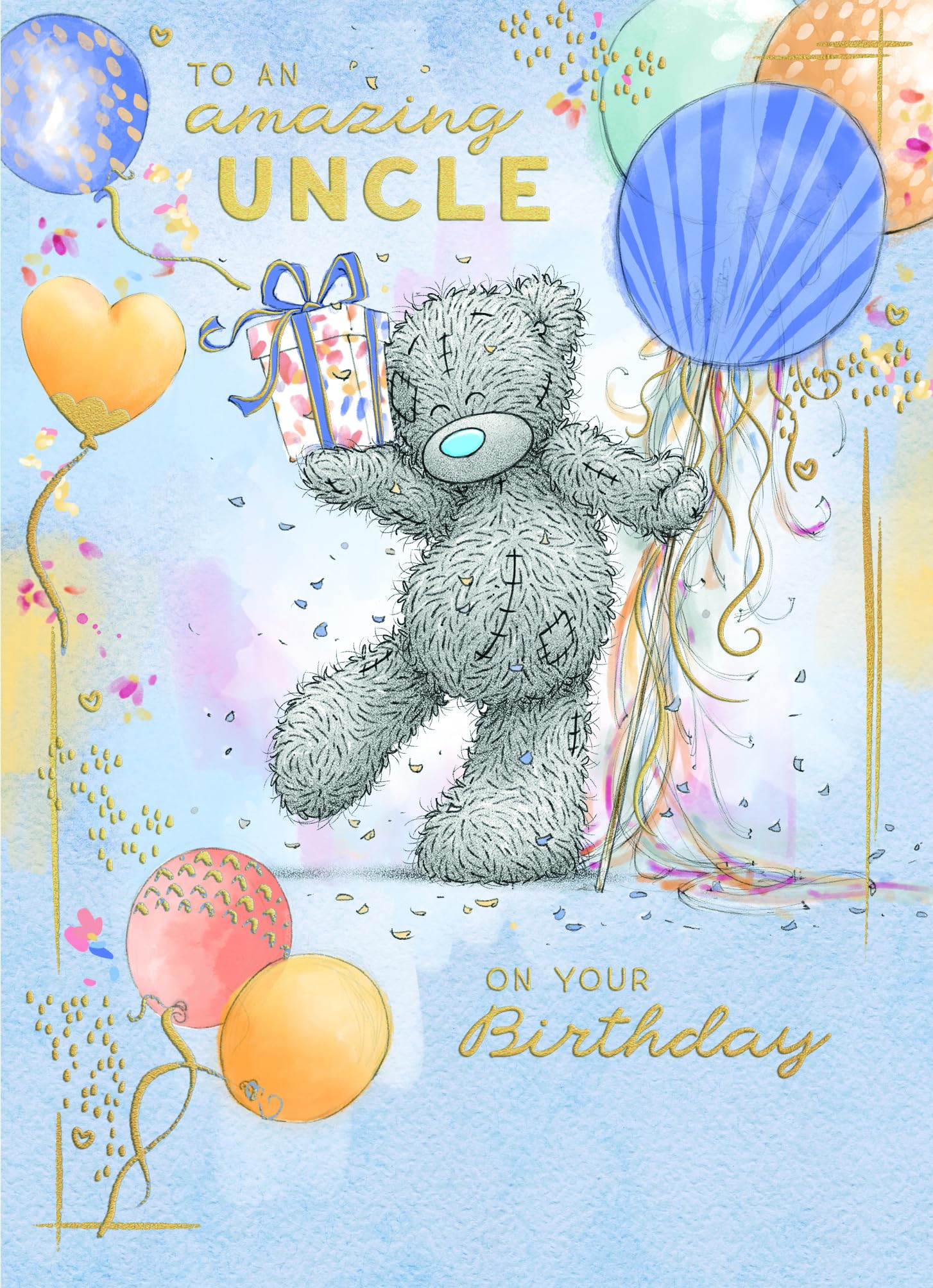 Me To You Tatty Teddy Amazing Uncle Birthday Card | Luxury Gold Foil Accents | 5 x 7 Inches