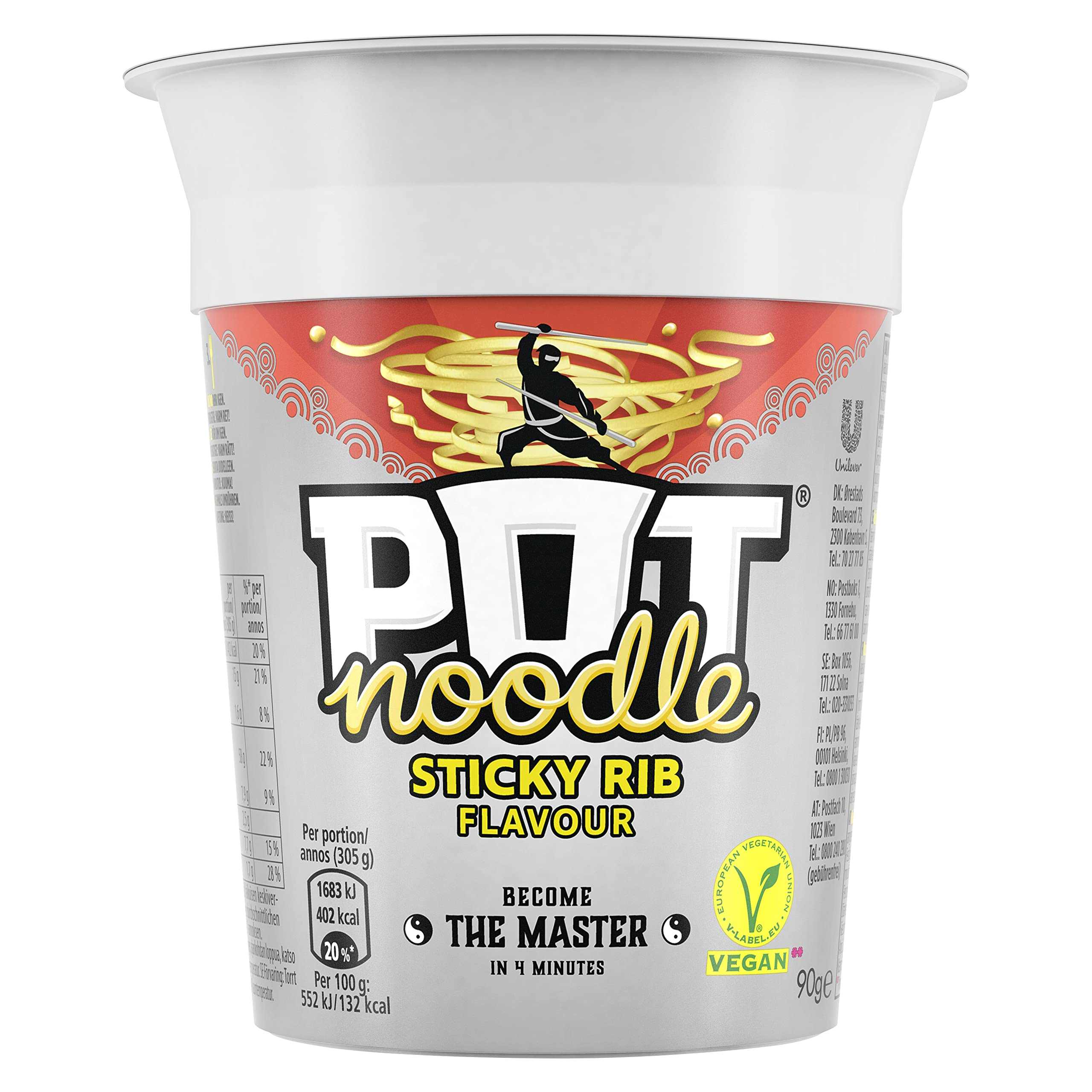 Pot Noodle Sticky Rib King Pot Instant Vegetarian Noodles | 114g King Size Pot
