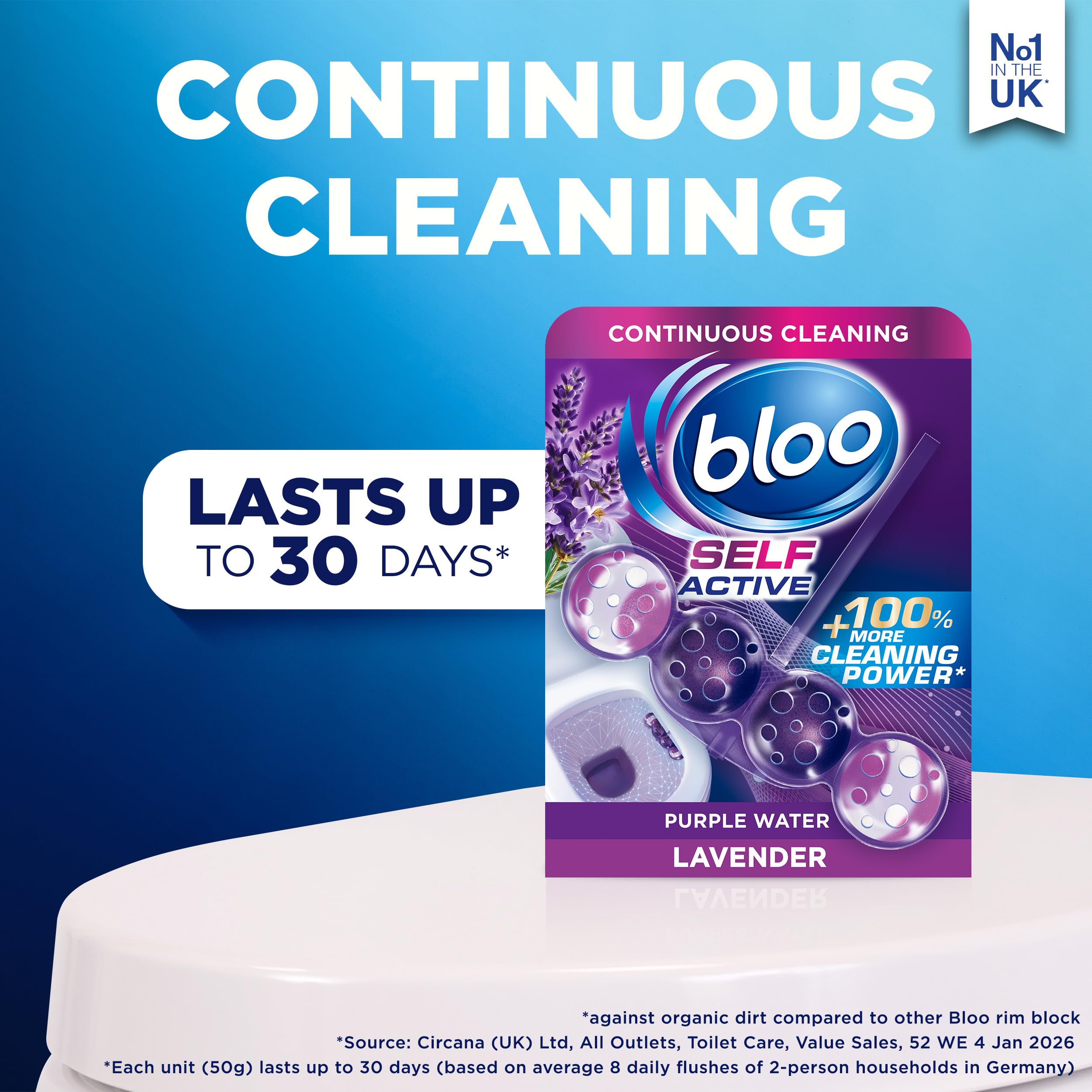 Bloo Self Active Toilet Rim Block and Bowl Cleaner with Lavender Scent | Pack of 2 3
