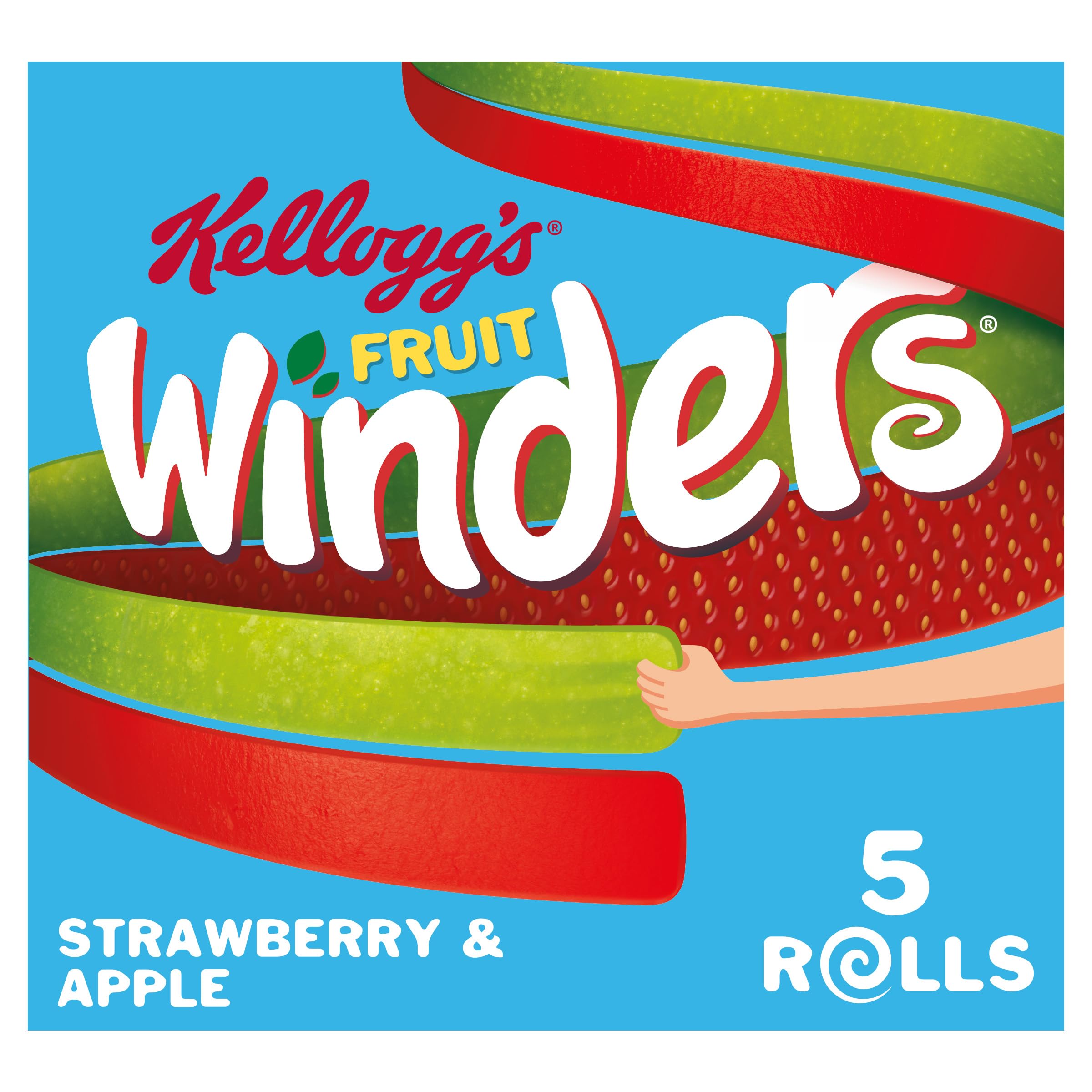 Kellogg's Fruit Winders Doubles Apple Strawberry - All Natural Flavours | 5 x 17g Rolls