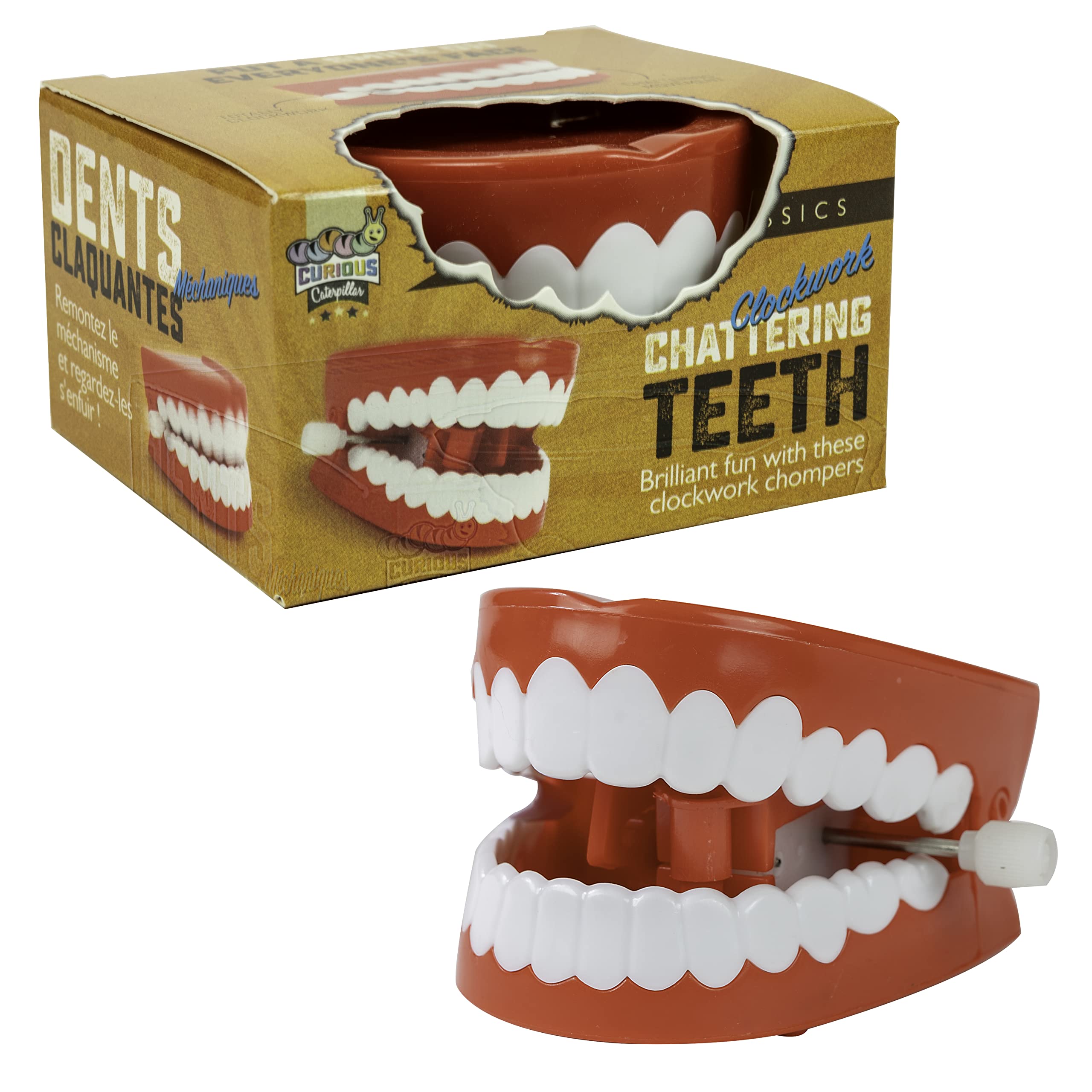 Funtime Gifts Classic Clockwork Chattering Teeth - Red | Wind-Up Toy | Plastic 1