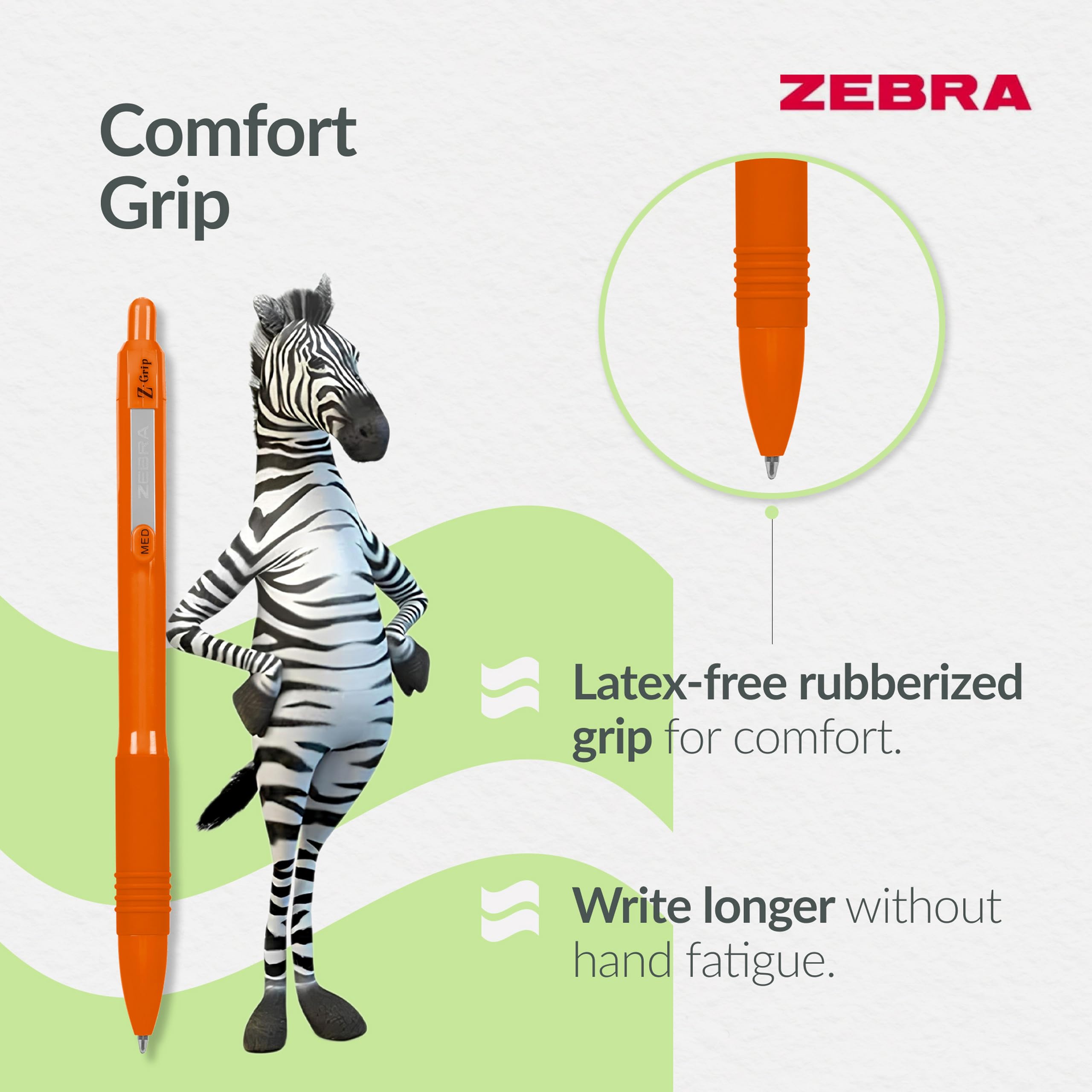 Zebra Pen Z GRIP Smooth Ballpoint Pens - Black Ink, Rainbow Barrel, 1mm Medium Point, 7 Pack 3
