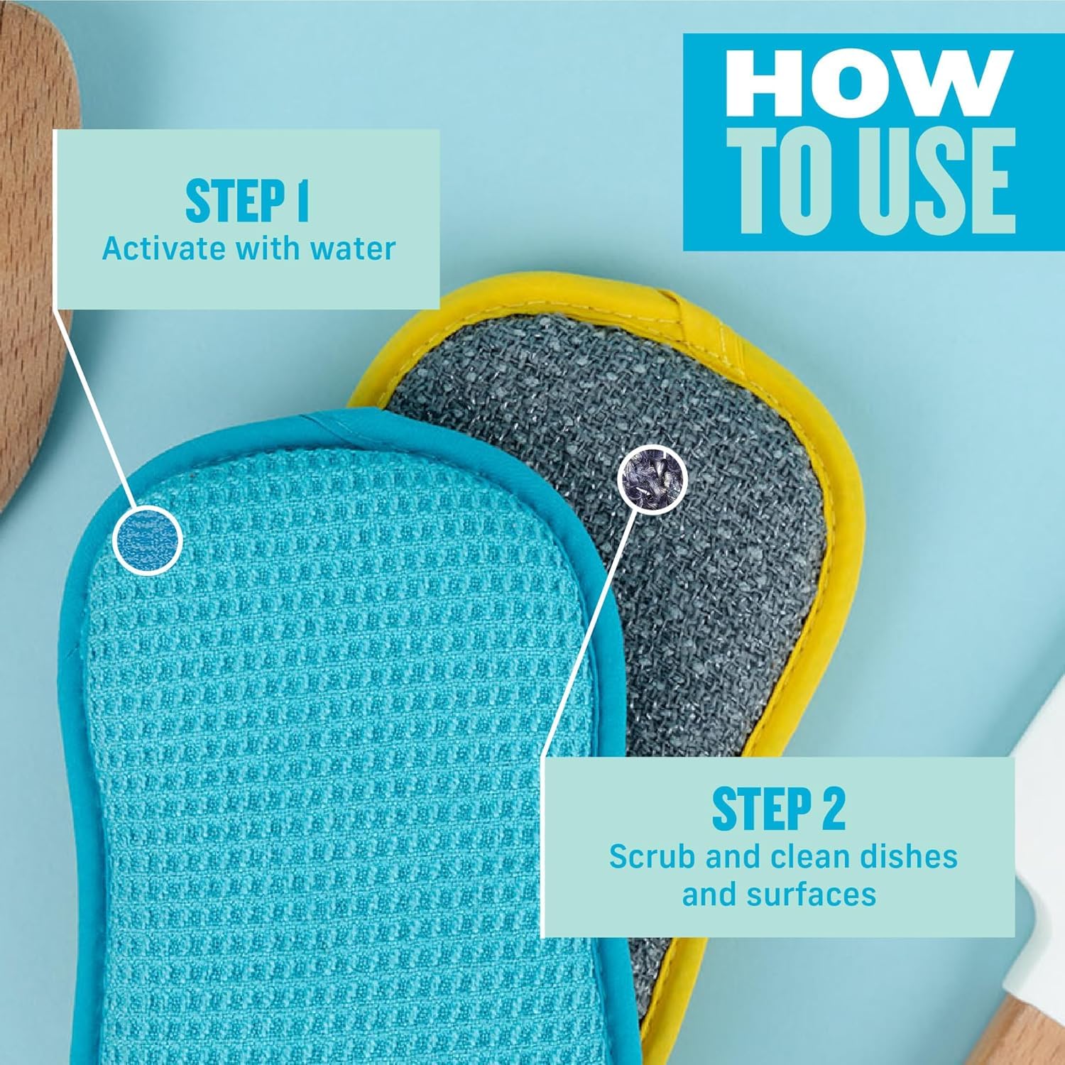 E-Cloth Washing Up Pad - Reusable Kitchen Scrubber | Pack of 4 | Blue 2