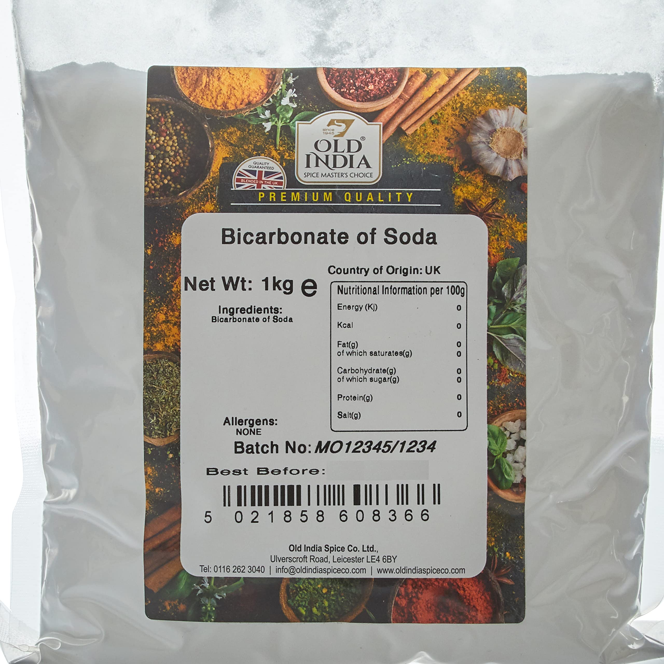 Old India Bicarbonate of Soda Powder - Natural Raising Agent | 1kg | 2 Year Shelf Life 2