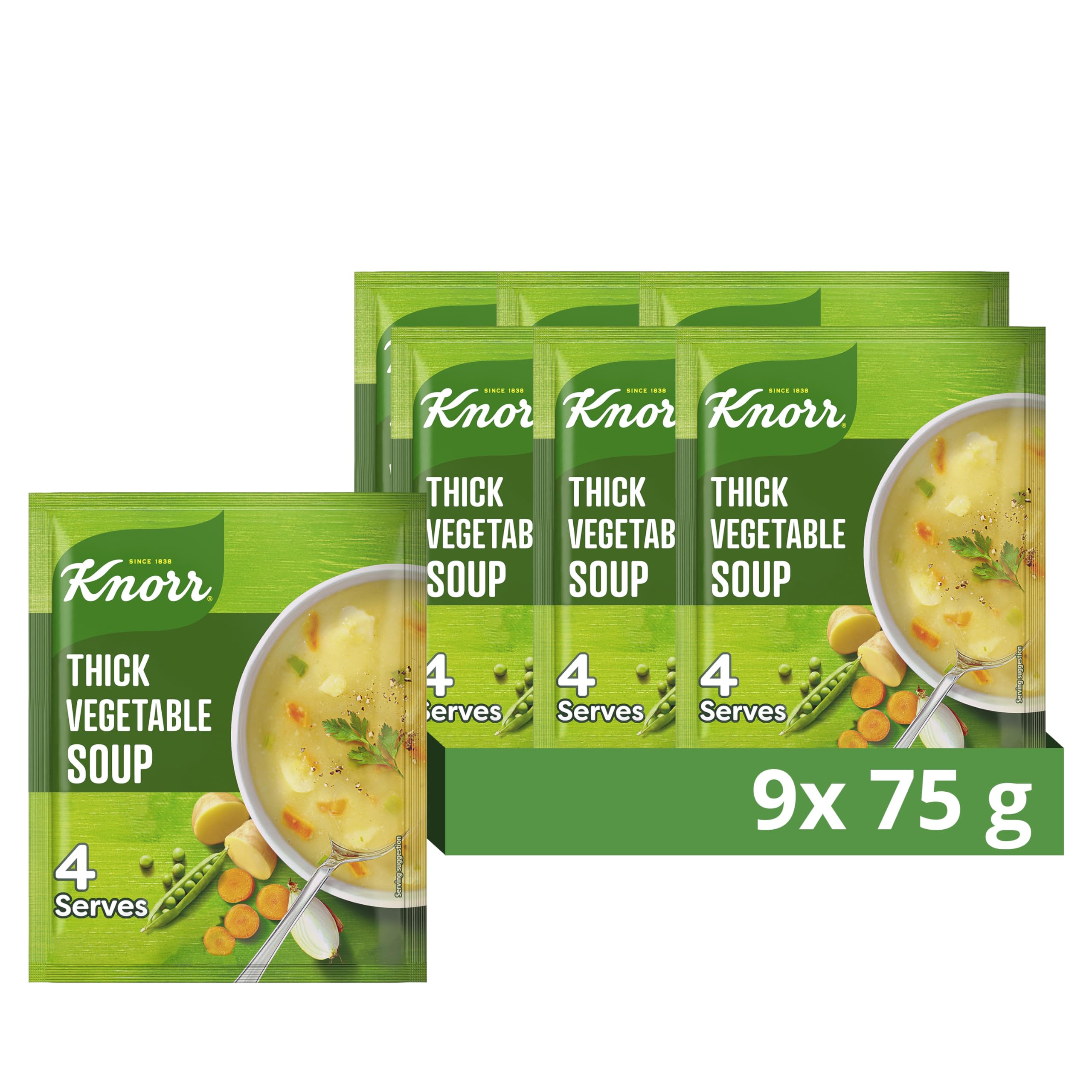 Knorr Thick Vegetable Dry Soup Mix - 9 Pack (75g Each) | Vegetarian & Quick Cook