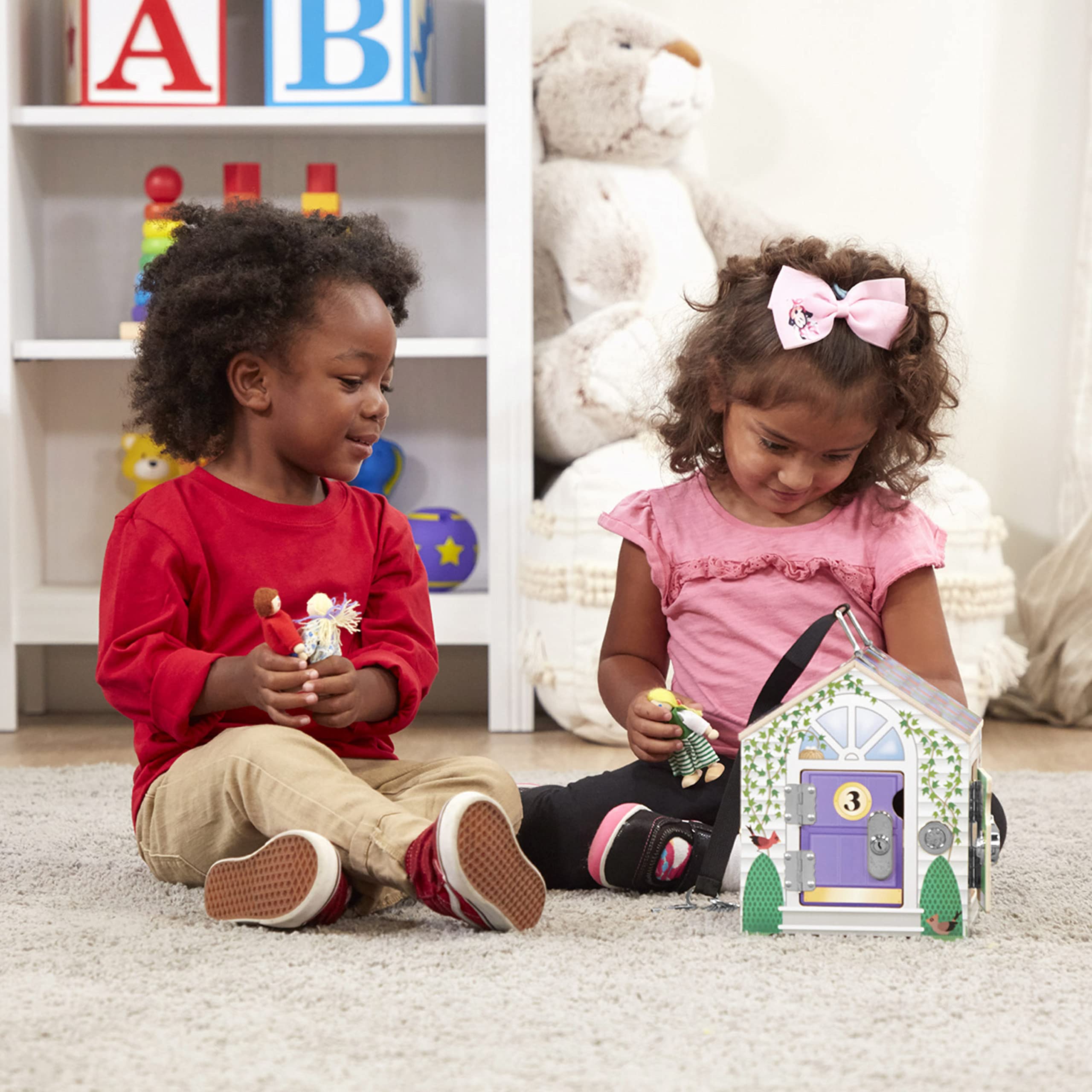 Melissa & Doug Wooden Doorbell House - Portable Playset for Ages 3+ | Wood | Model 2505 6