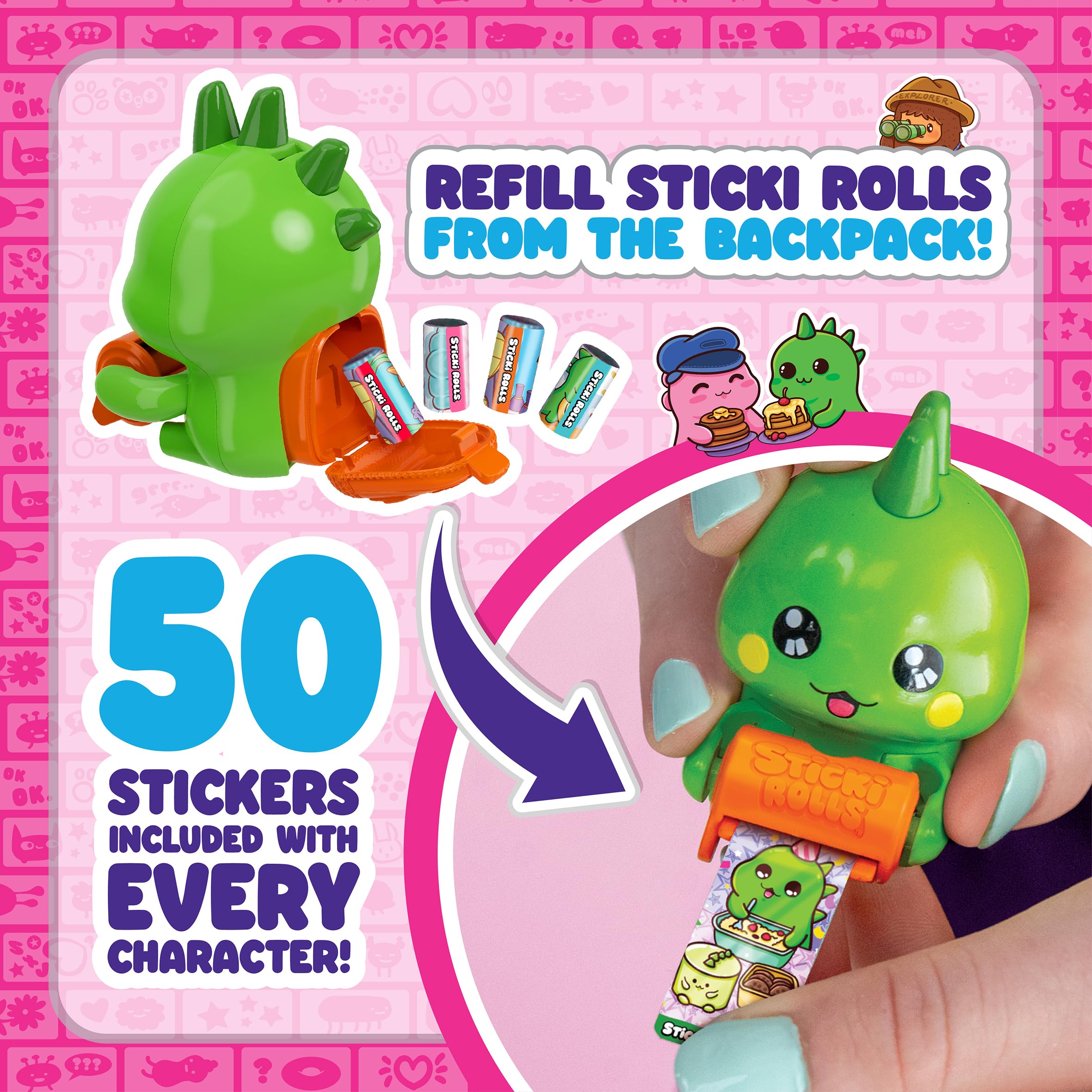 STICKI ROLLS Sticki Mates Collectible Mini Character Sticker Dispenser with 50 Stickers 4