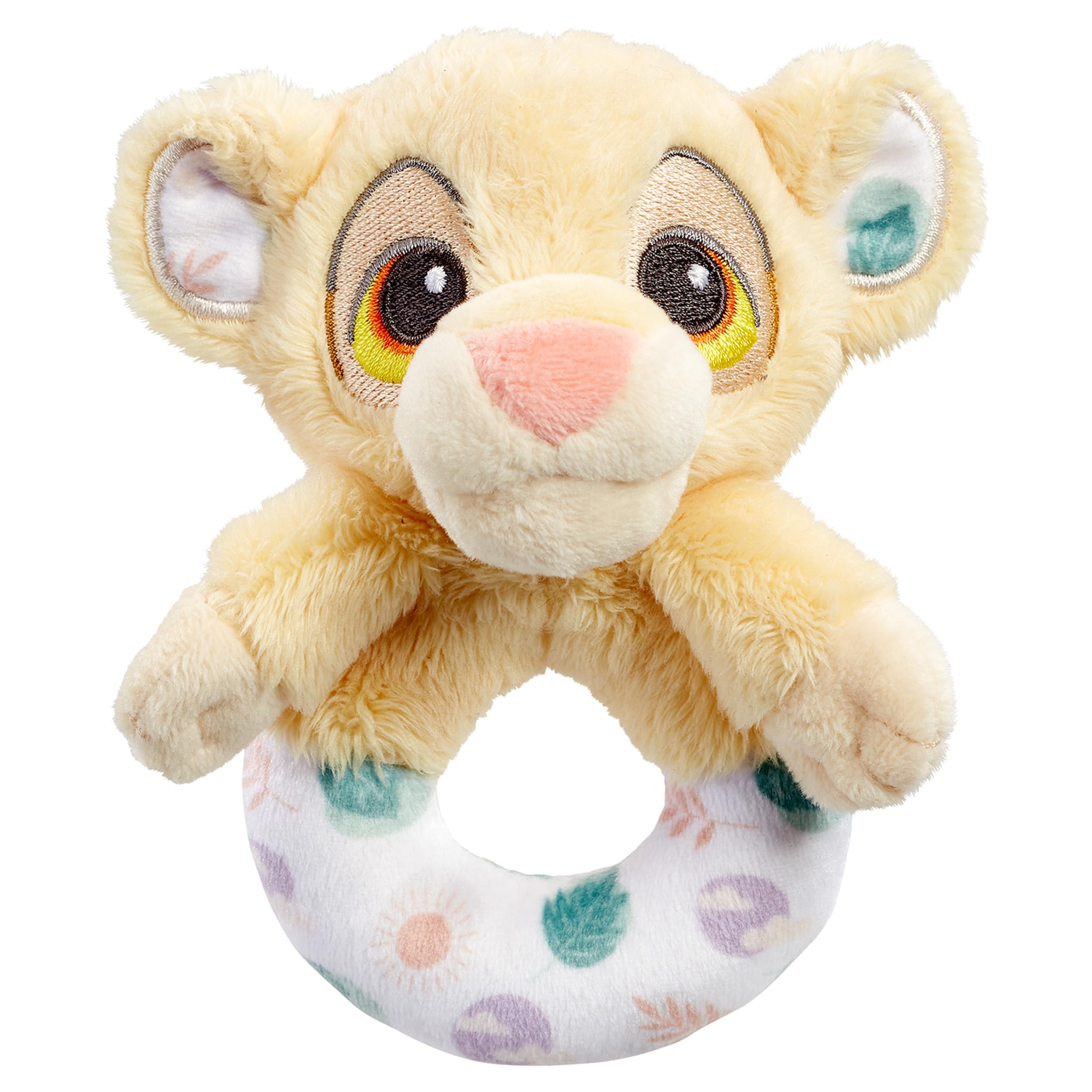 Rainbow Designs Disney Lion King Simba Ring Rattle - Soft Plush, Yellow | Suitable from Birth