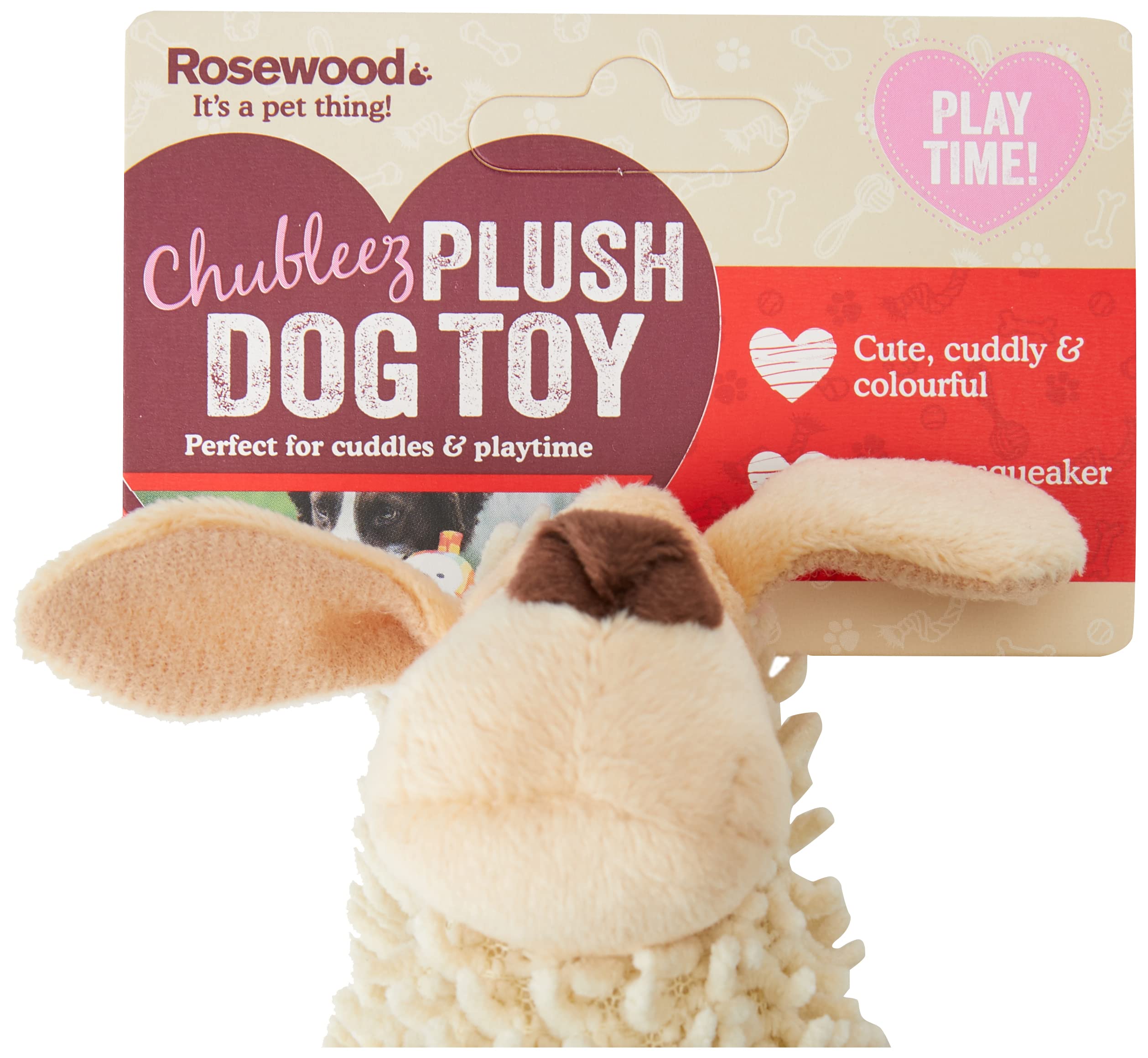 Rosewood Chubleez Noodle Buddy Plush Squeak Toy - 21cm Comfort Toy for Small/Medium Dogs 4