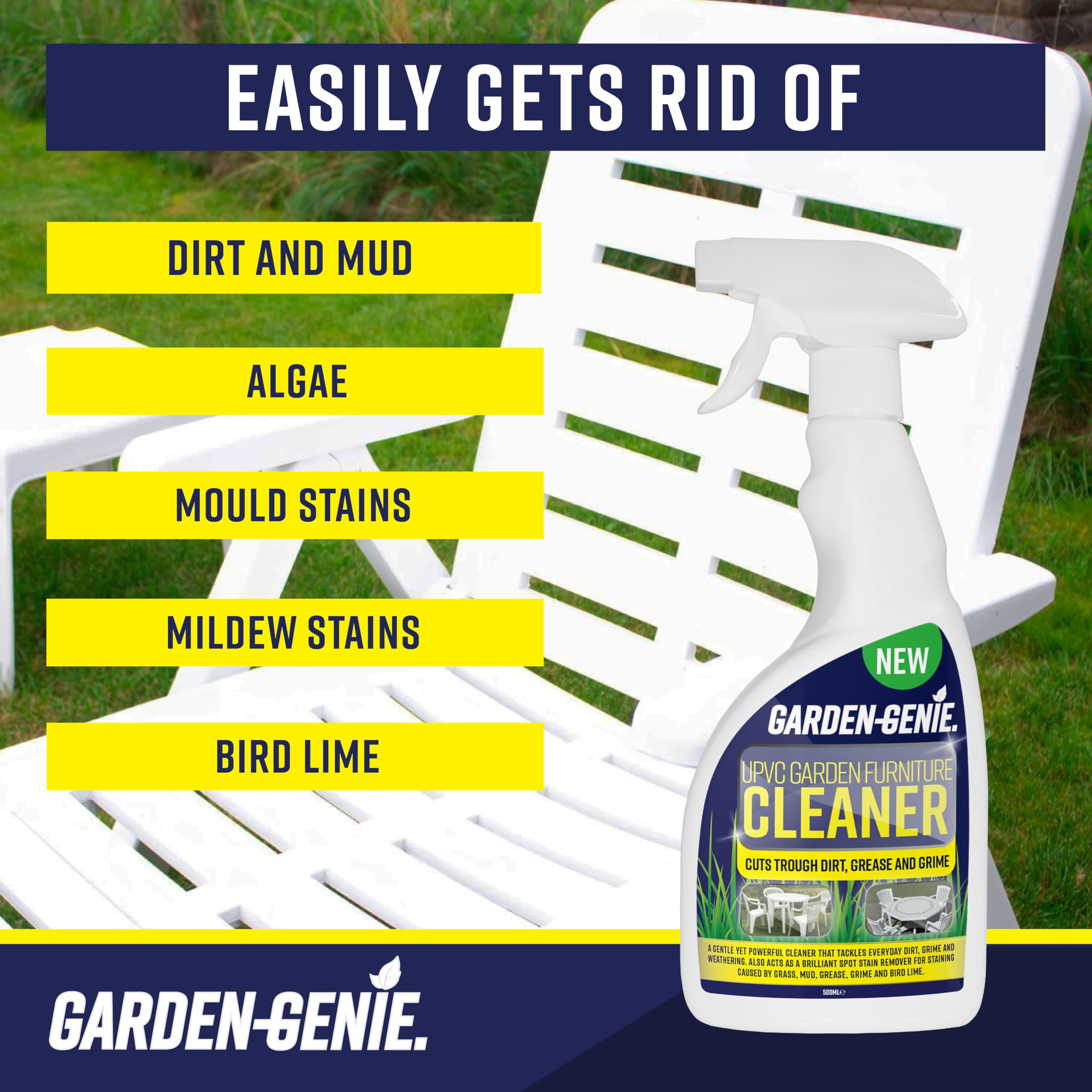 Garden Genie UPVC Furniture Cleaner - Powerful Stain Removal | Non-Abrasive | 500 ml 4