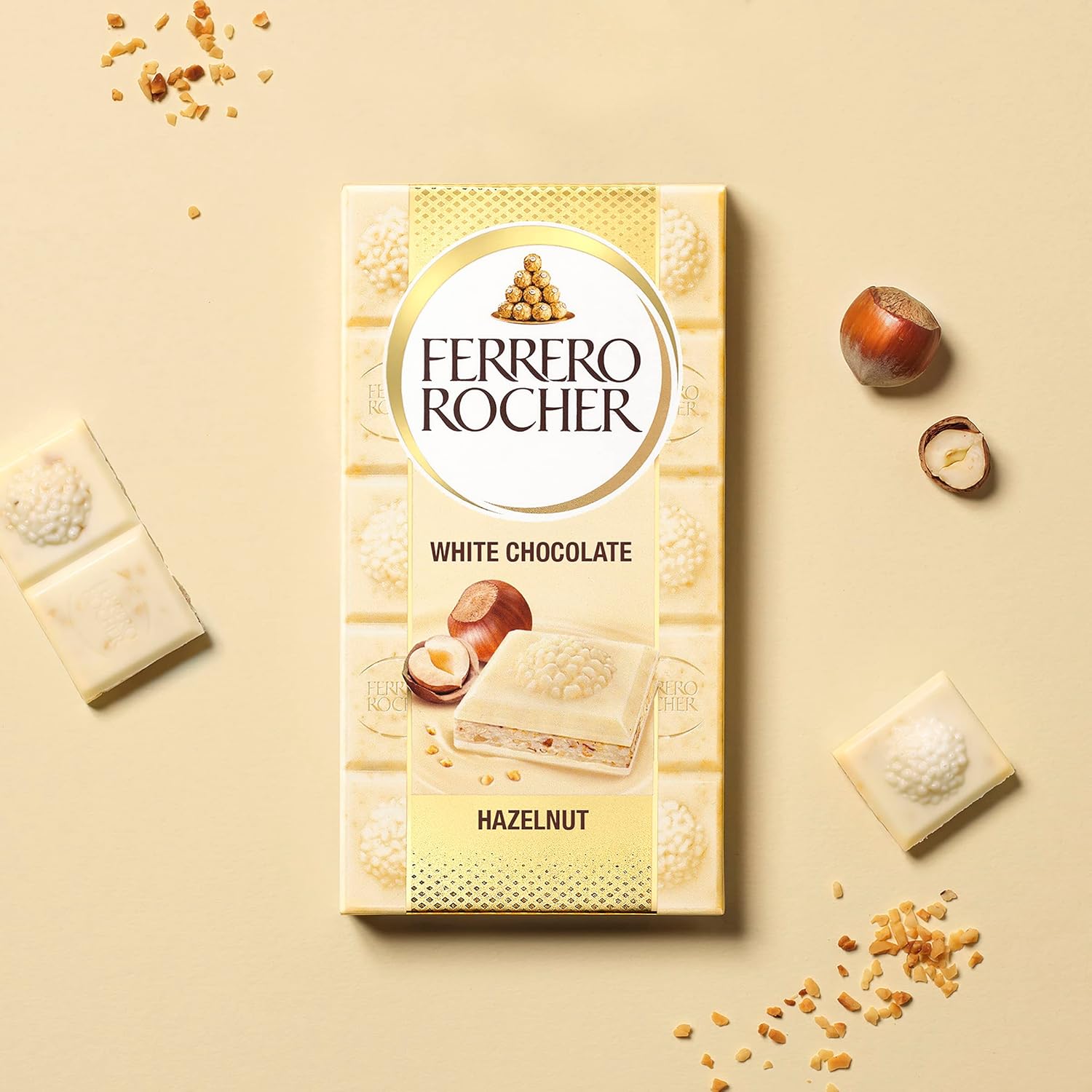 Ferrero Rocher Weiße Schokoladentafel mit knusprigen Haselnüssen – Schokoladen-Geschenk-Snack 90 g 7