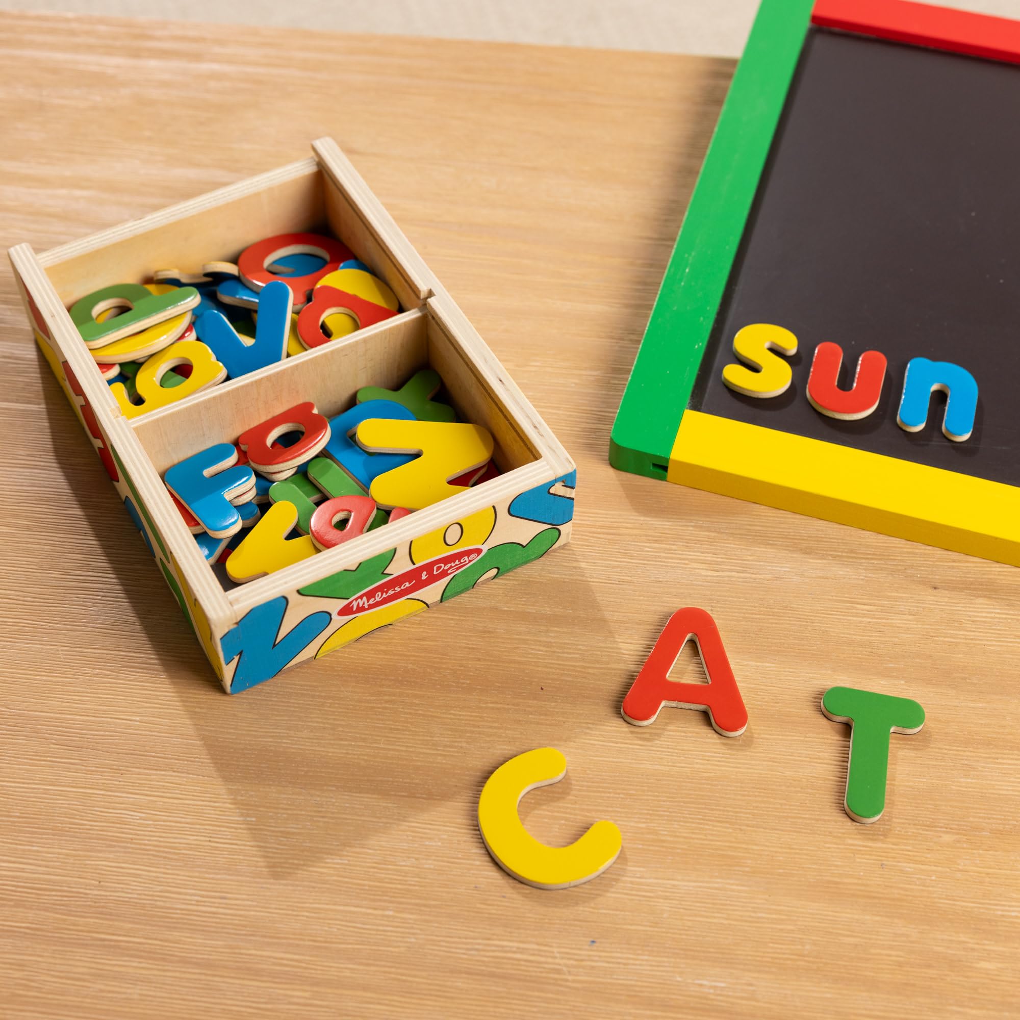 Melissa & Doug Magnetic Wooden Letters Set - 52 Pieces | Ages 3+ | English & Spanish Learning 9
