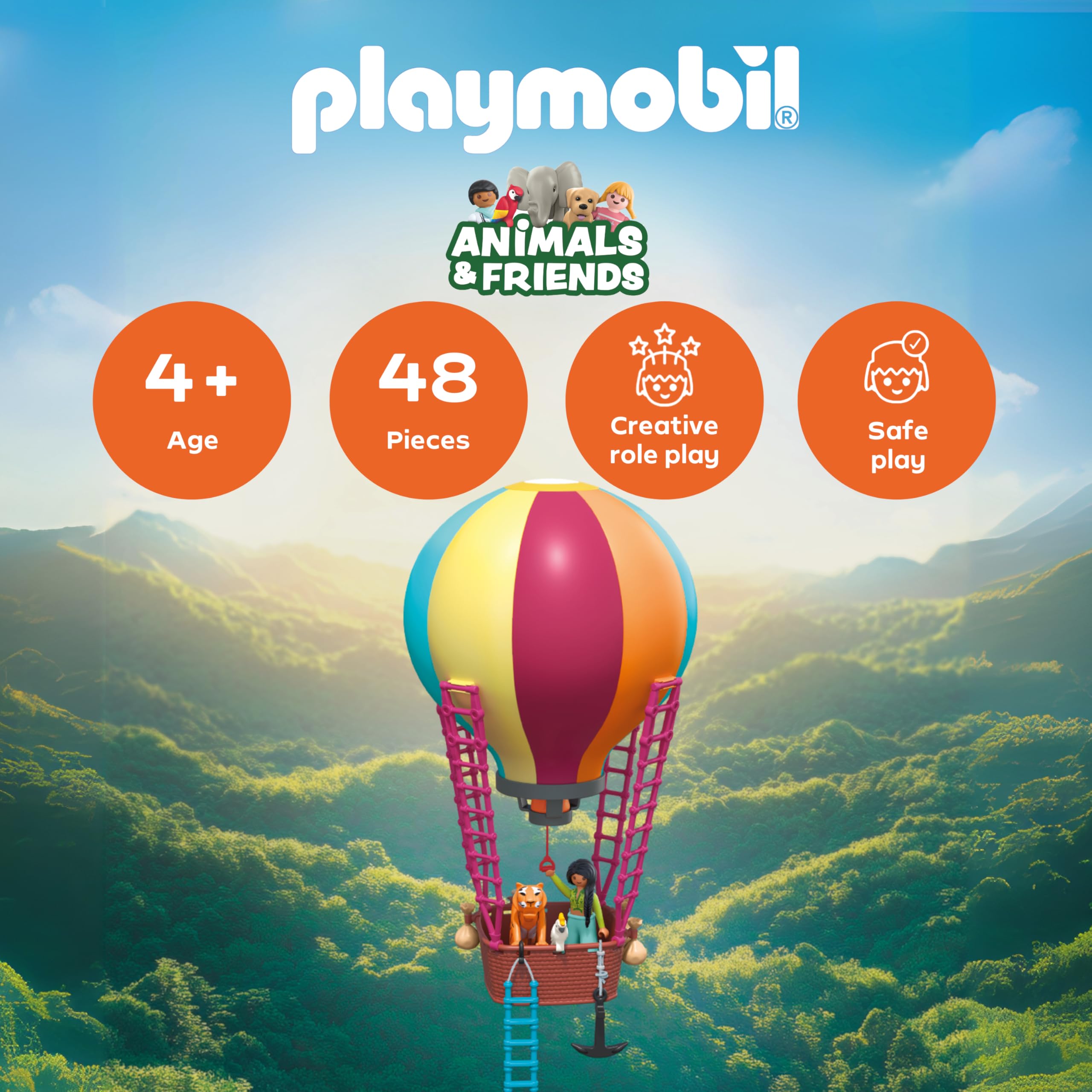 Playmobil Balloon Journey Playset - Flying Adventure with Tiger & Cockatoo, Ages 4-10 3