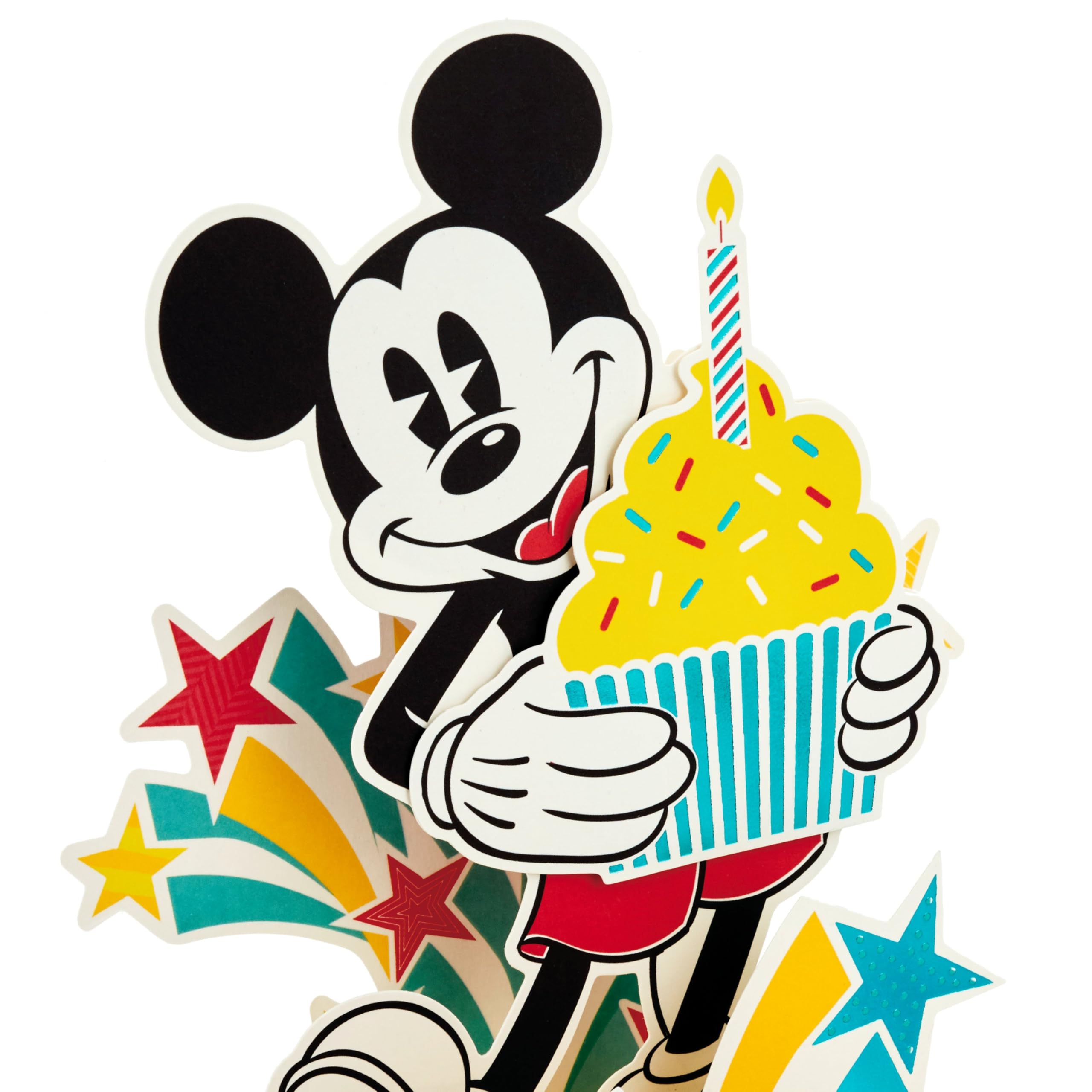 Hallmark Disney Mickey Mouse 3D Pop-Up Birthday Card with Cupcakes & Stars | H17.3cm x W11.9cm 4