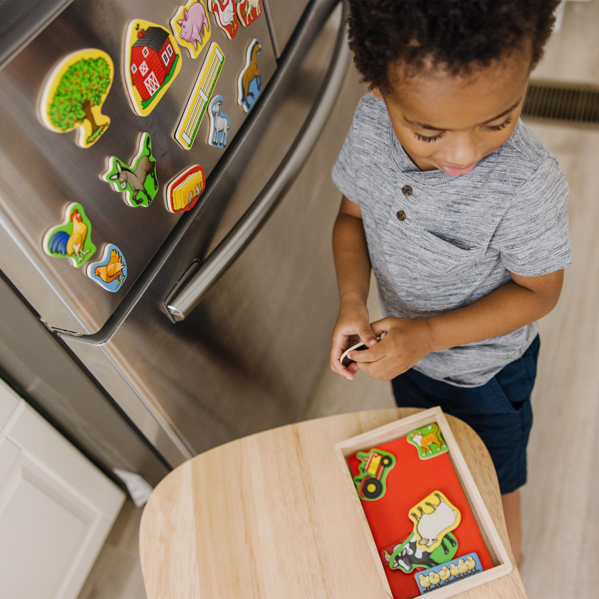 Melissa & Doug 20 Wooden Farm Magnets in a Box | Fine Motor Skills Development | Ages 2+ 5
